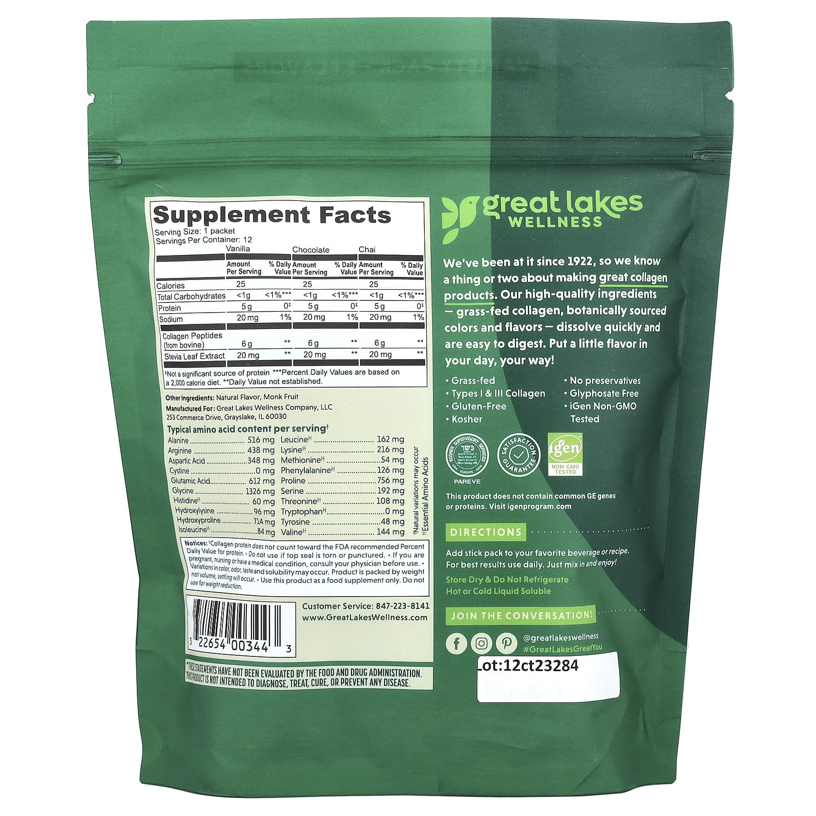 Great Lakes Wellness, Quick Dissolve Collagen Peptides, Daily Wellness, Variety Pack, 12 Packets, 0.23 oz (6.5 g) Each