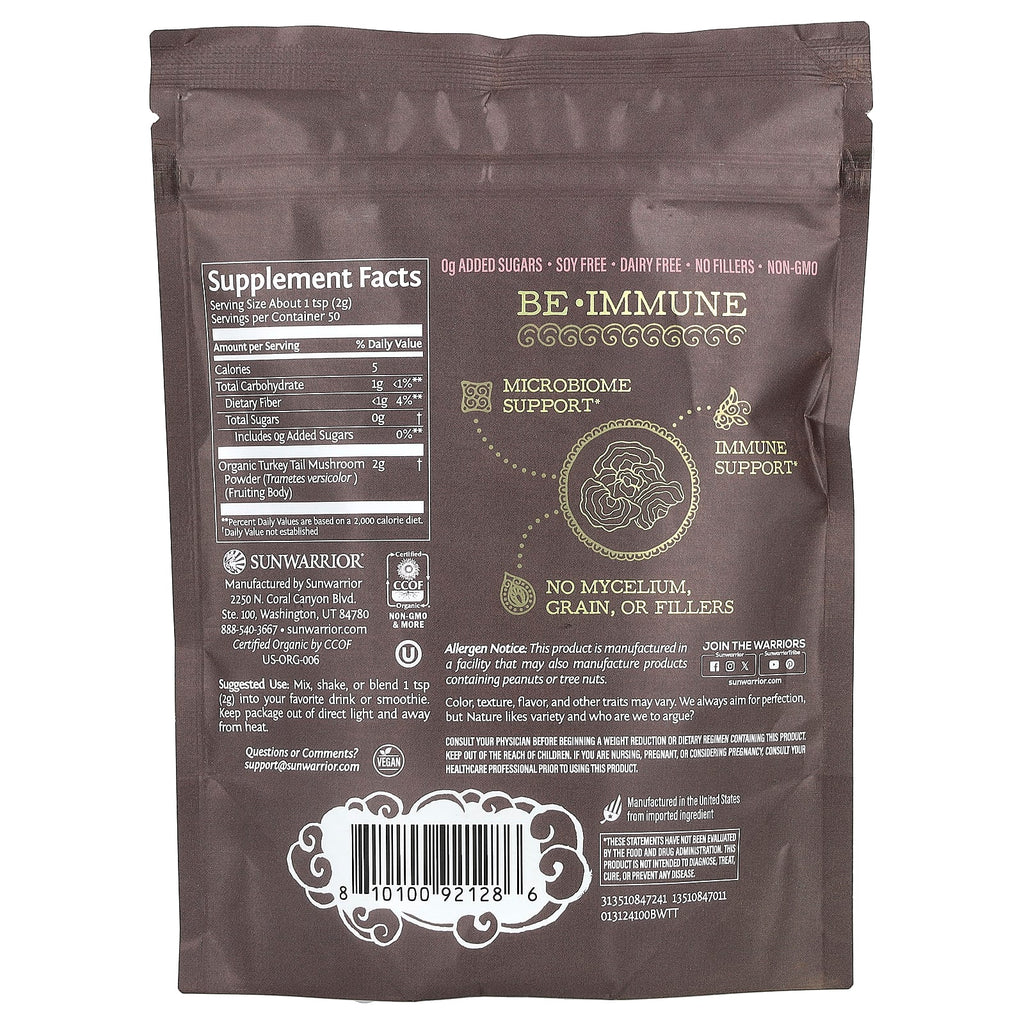 Sunwarrior, Be Well, Organic Turkey Tail Mushroom Powder, 3.5 oz (100 g)