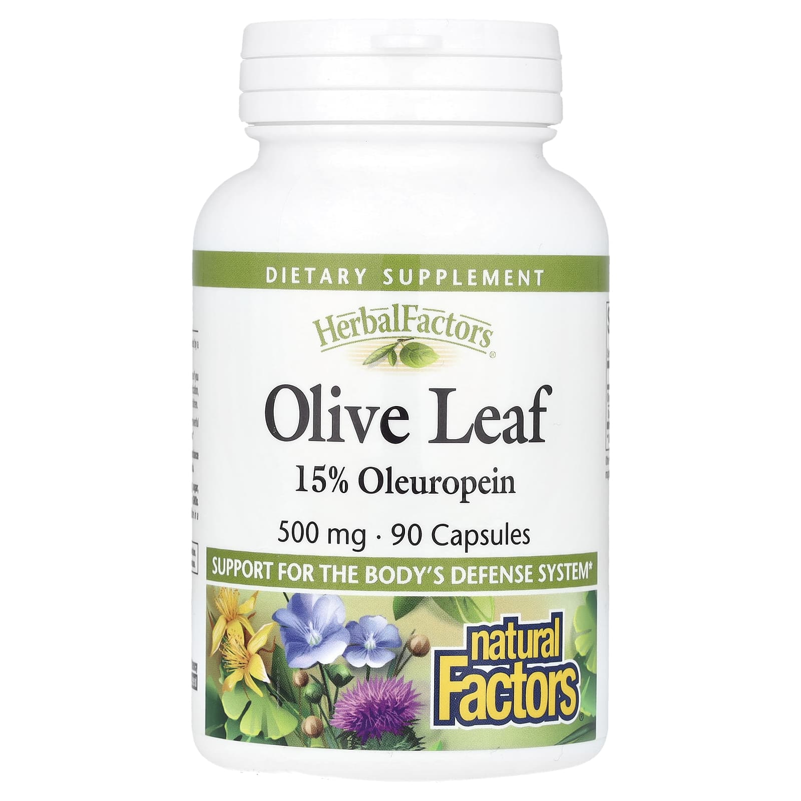 Natural Factors, HerbalFactors®, Olive Leaf, 500 mg, 90 Capsules