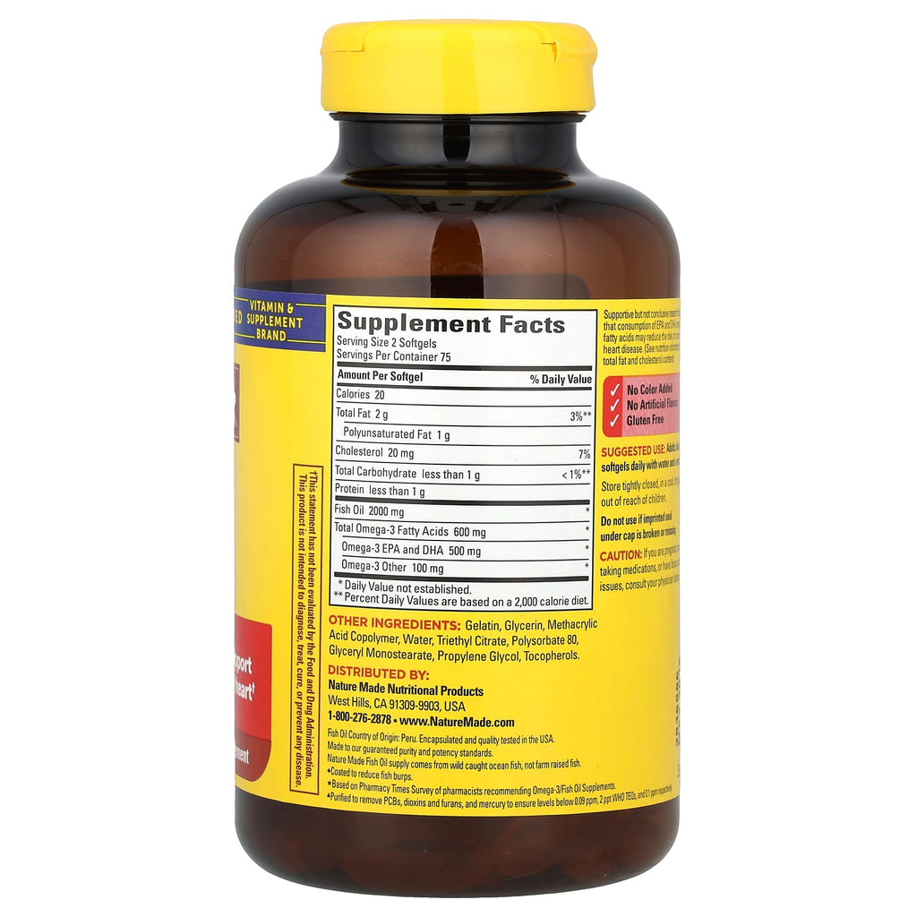 Nature Made, Fish Oil, Burp-Less, 1,000 mg, 150 Softgels