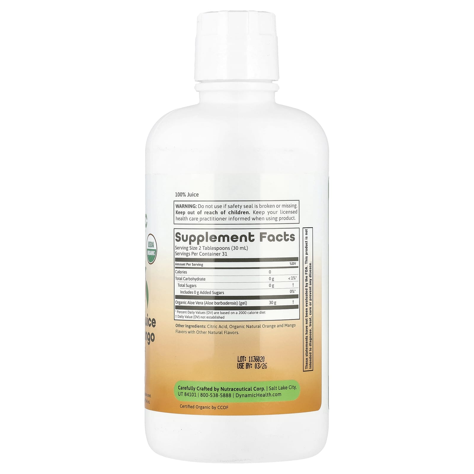 Dynamic Health, Aloe Vera Juice, Orange Mango, 32 fl oz (946 ml)