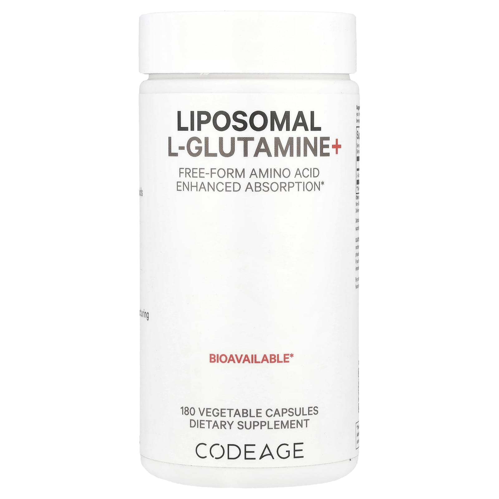 Codeage, Liposomal L-Glutamine+, 180 Vegetable Capsules (500 mg per Capsule)