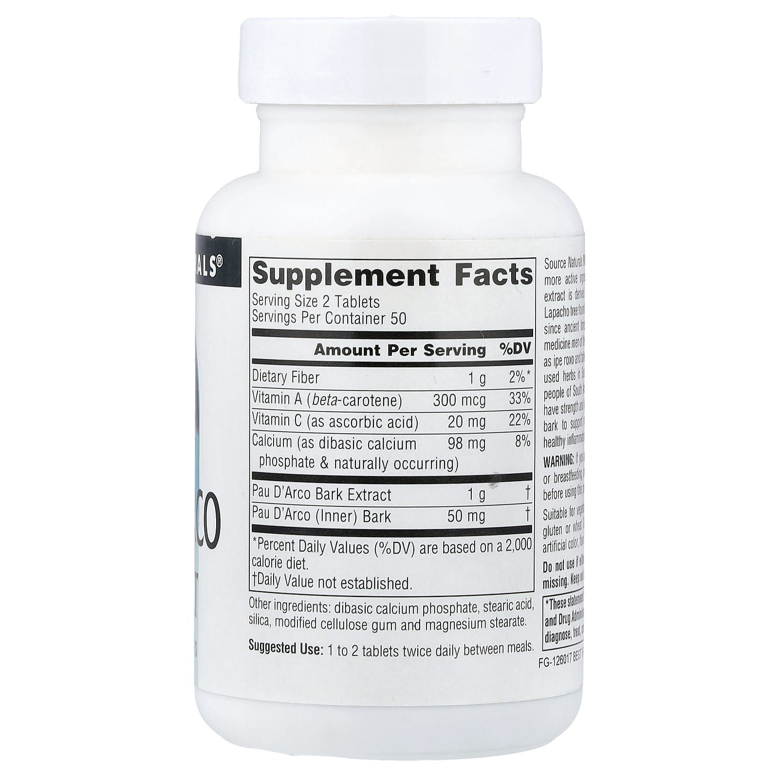 Source Naturals, Pau D'Arco Extract, 100 Tablets