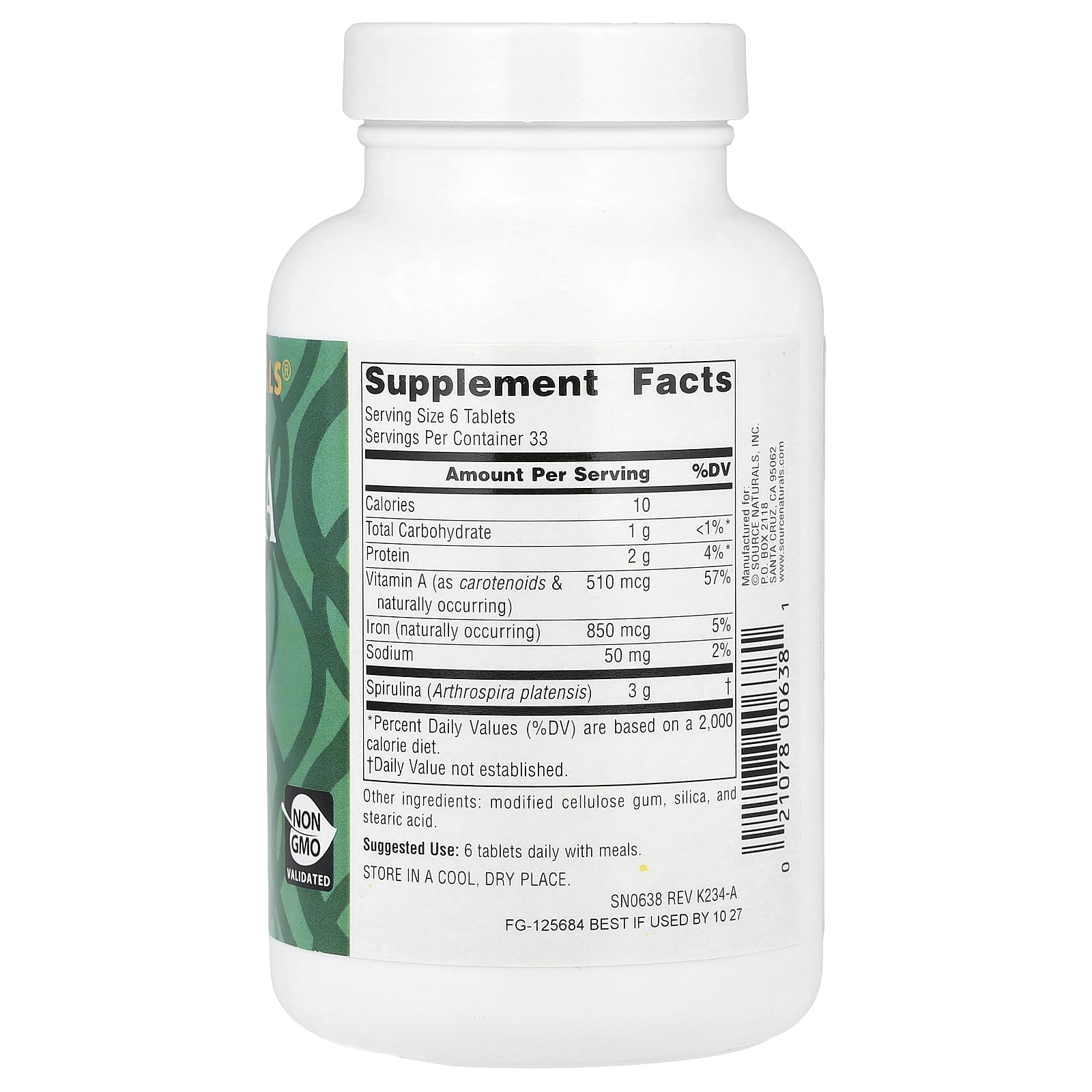 Source Naturals, Spirulina, 200 Tablets