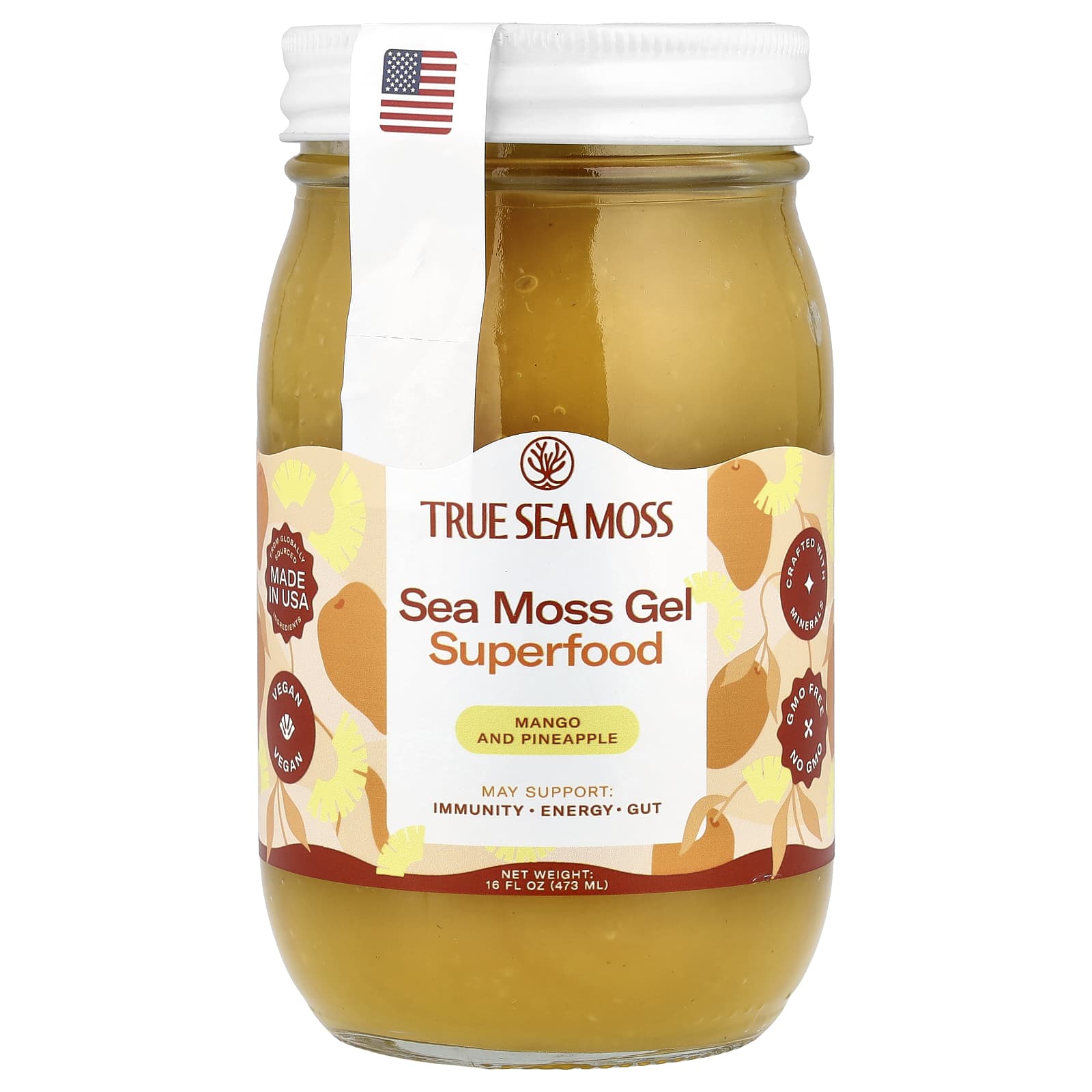 True Sea Moss, Sea Moss Gel Superfood, Mango and Pineapple, 16 fl oz (473 ml)