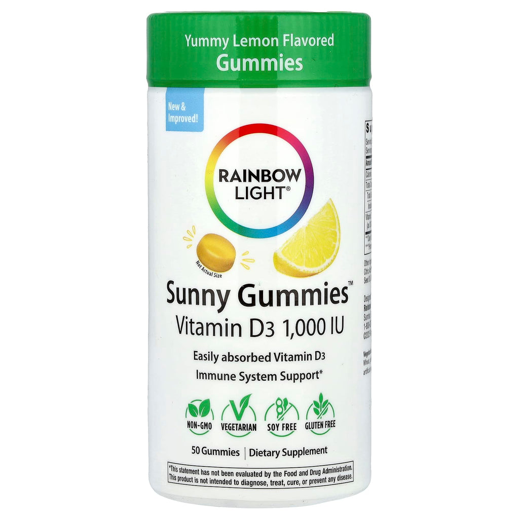 Rainbow Light, Sunny Gummies™, Vitamin D3, Yummy Lemon, 25 mcg (1,000 IU), 50 Gummies