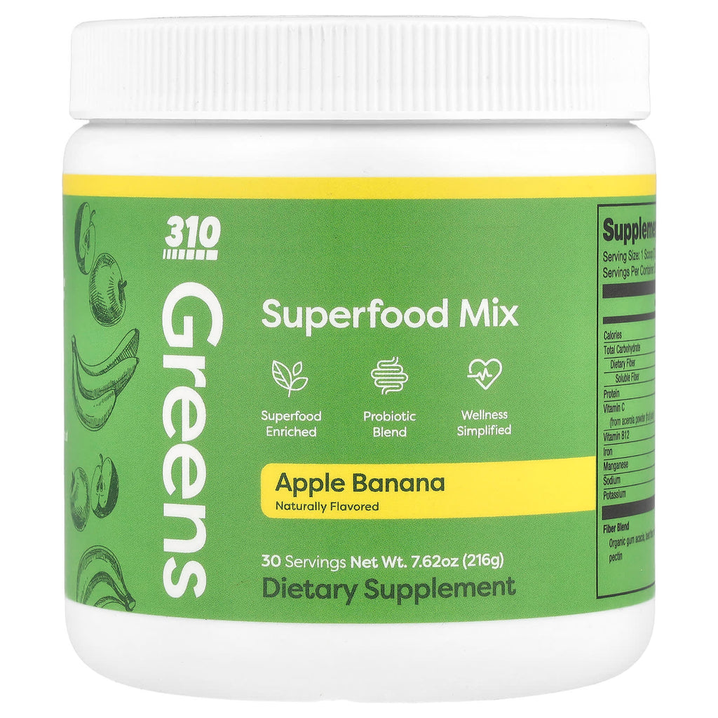 310 Nutrition, Greens, Superfood Mix, Apple Banana, 7.62 oz (216 g)