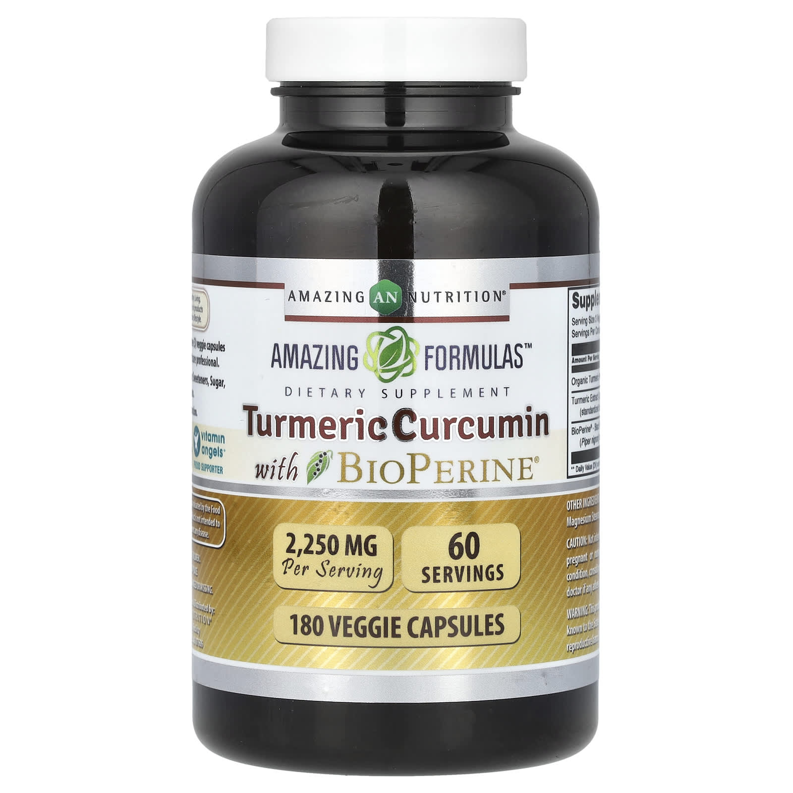 Amazing Nutrition, Turmeric Curcumin with BioPerine, 180 Veggie Capsules