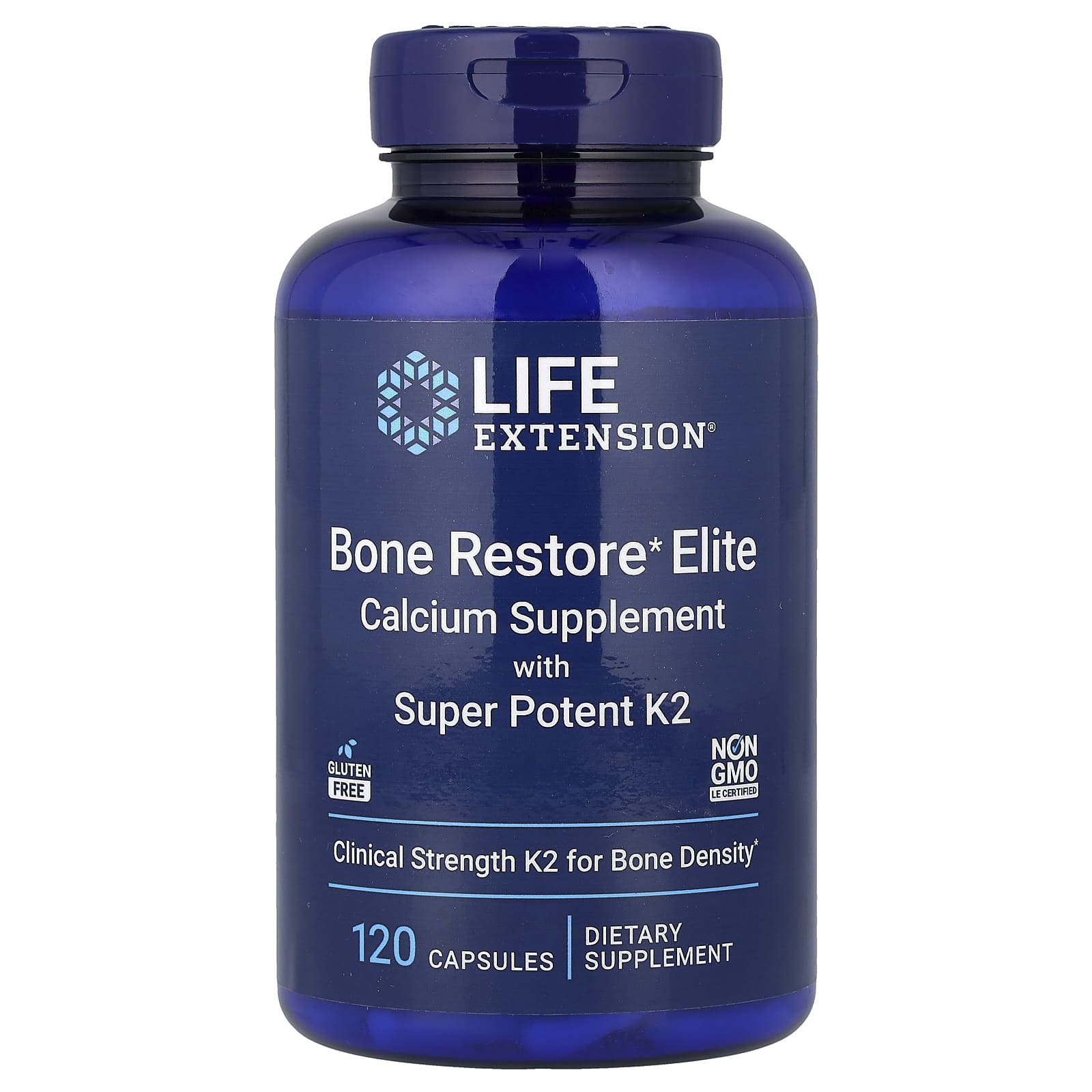 Life Extension, Bone Restore Elite, Calcium Supplement with Super Potent K2, 120 Capsules