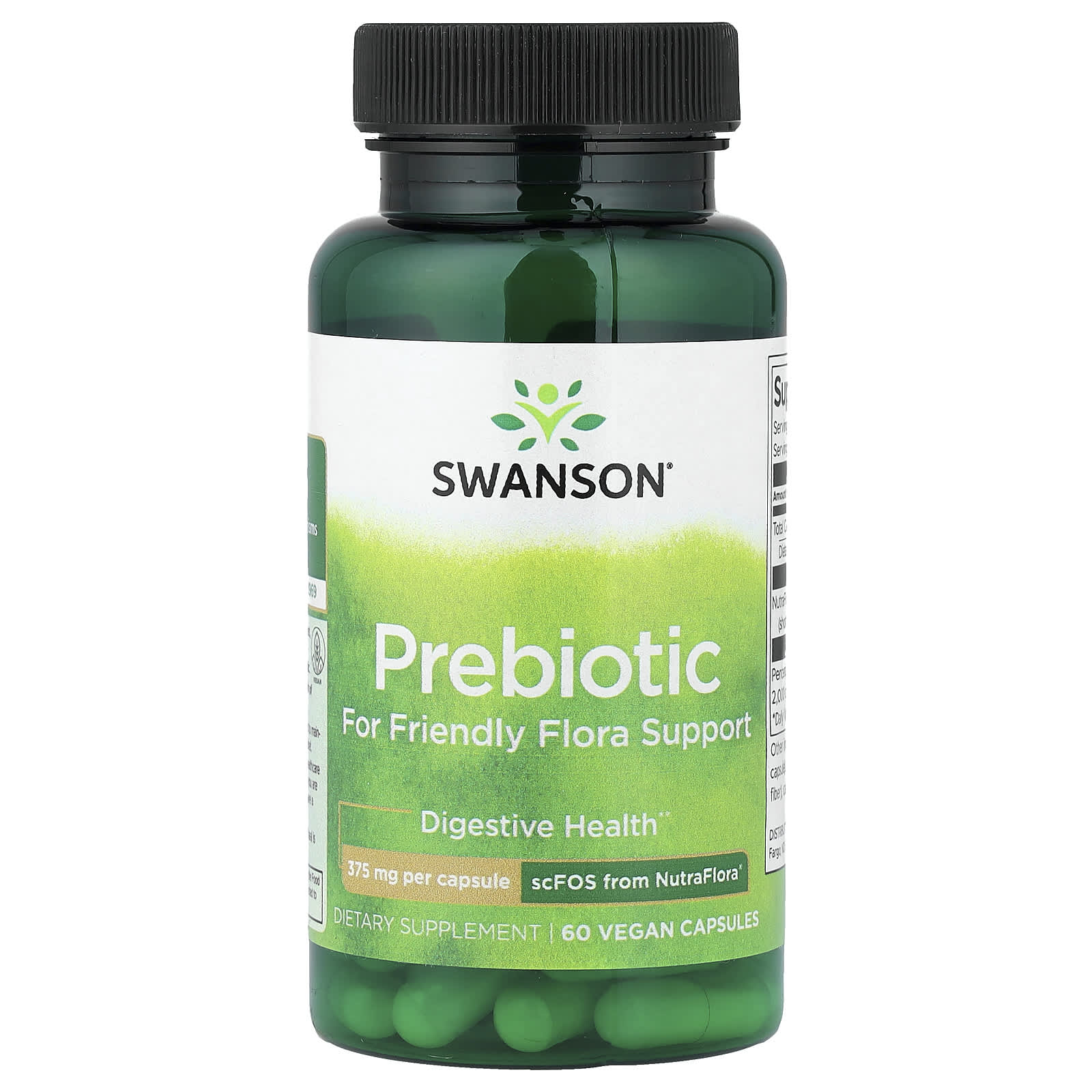 Swanson, Prebiotic For Friendly Flora Support, 60 Vegan Capsules