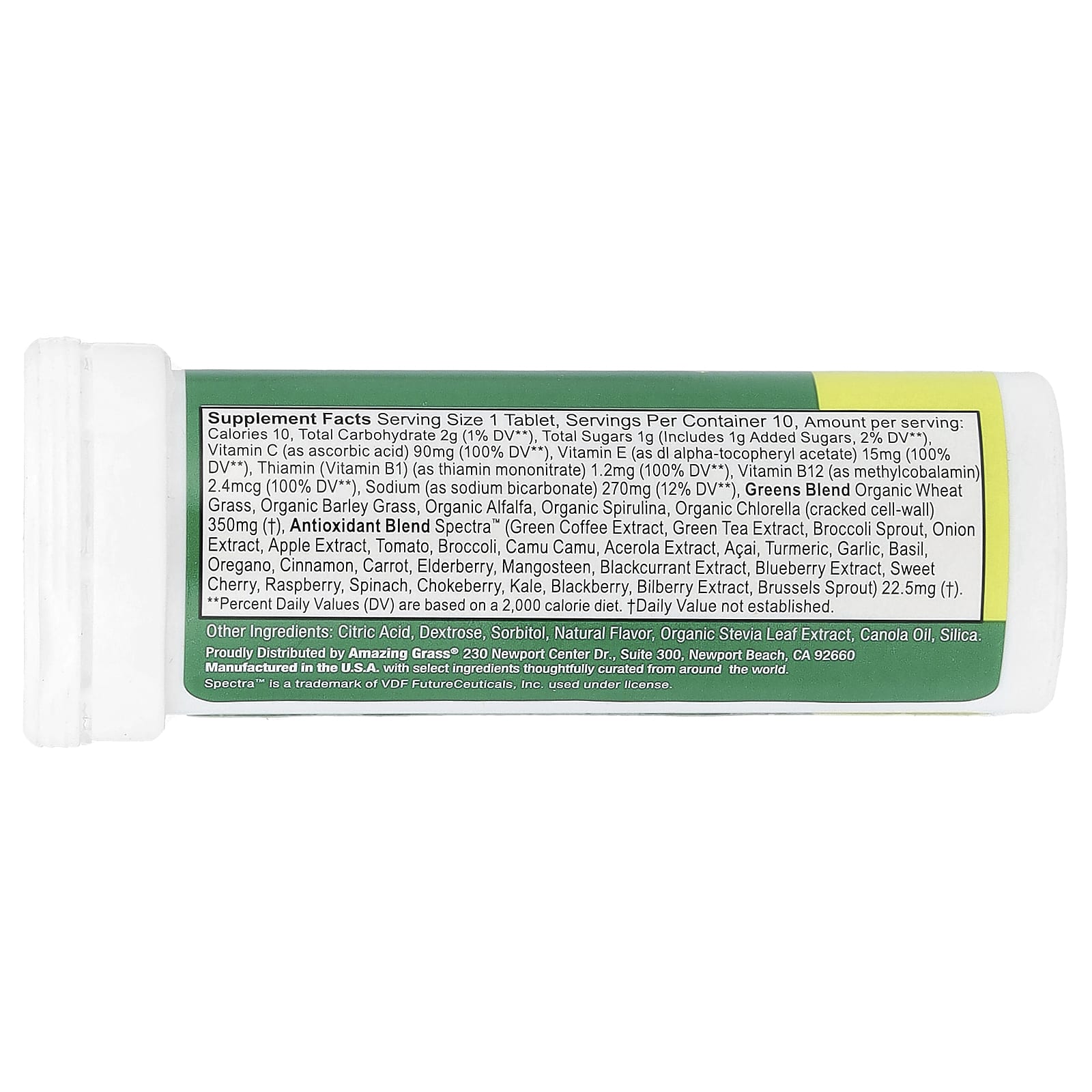 Amazing Grass, Fizzy Green Tablets, Superfood, Lemon Lime, 10 Tablets