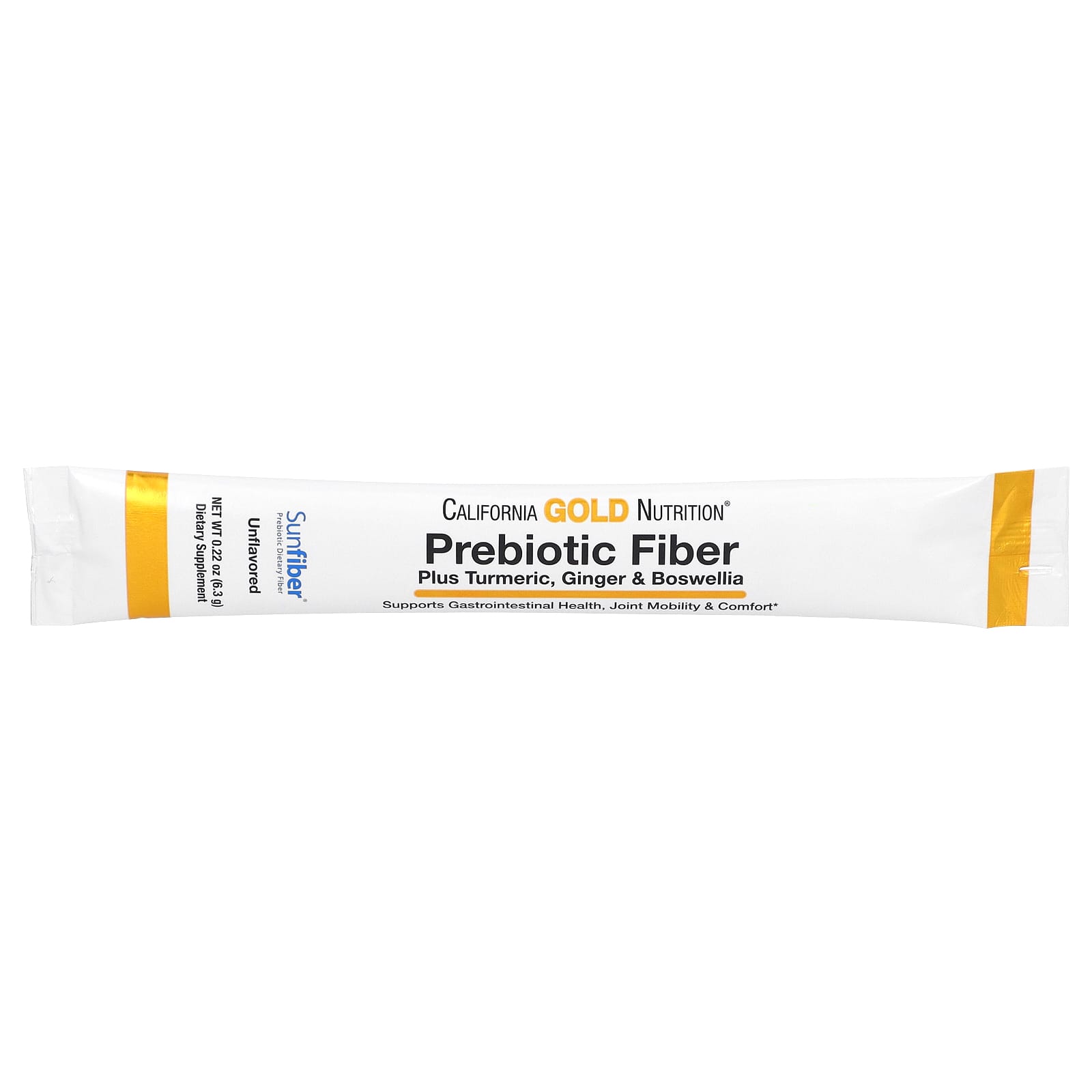 California Gold Nutrition, Prebiotic Fiber Plus Turmeric Extract, Organic Ginger Extract and Boswellia Extract , 3 Packets, 0.22 oz (6.3 g) Each