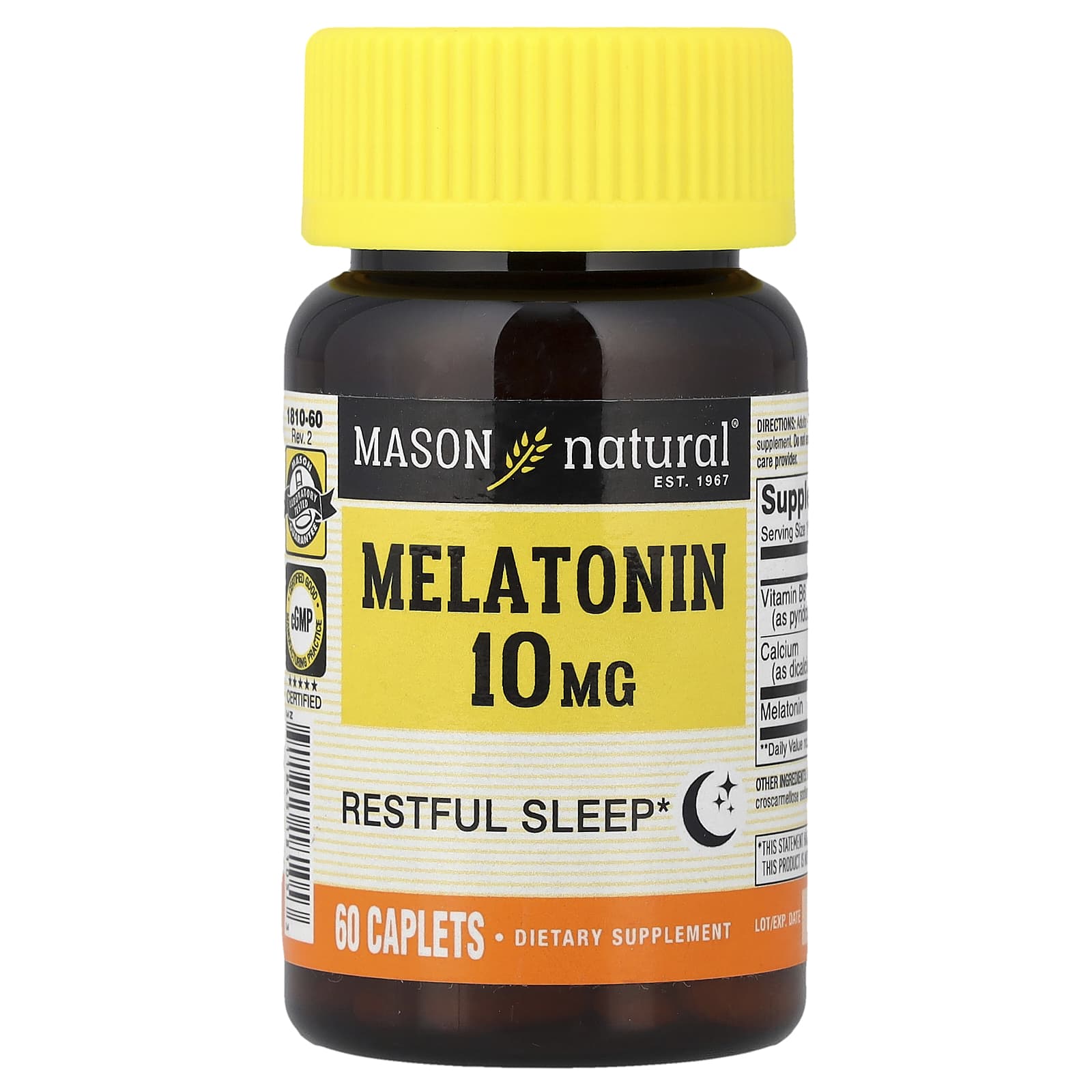 Mason Natural, Melatonin, 10 mg, 60 Caplets
