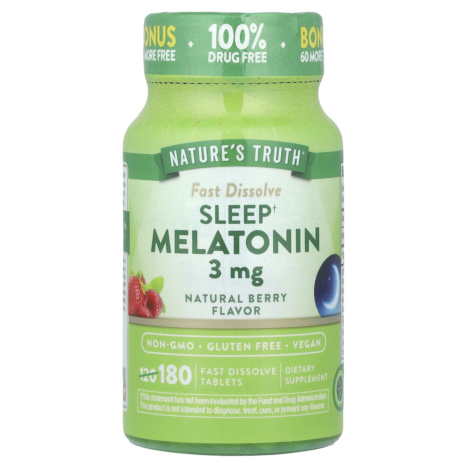 Nature's Truth, Sleep Melatonin, Natural Berry, 3 mg, 180 Fast Dissolve Tablets