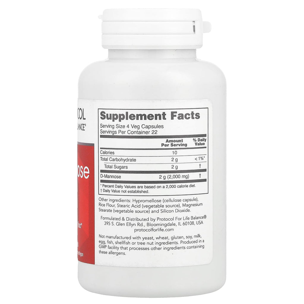 Protocol for Life Balance, D-Mannose, 500 mg , 90 Veg Capsules