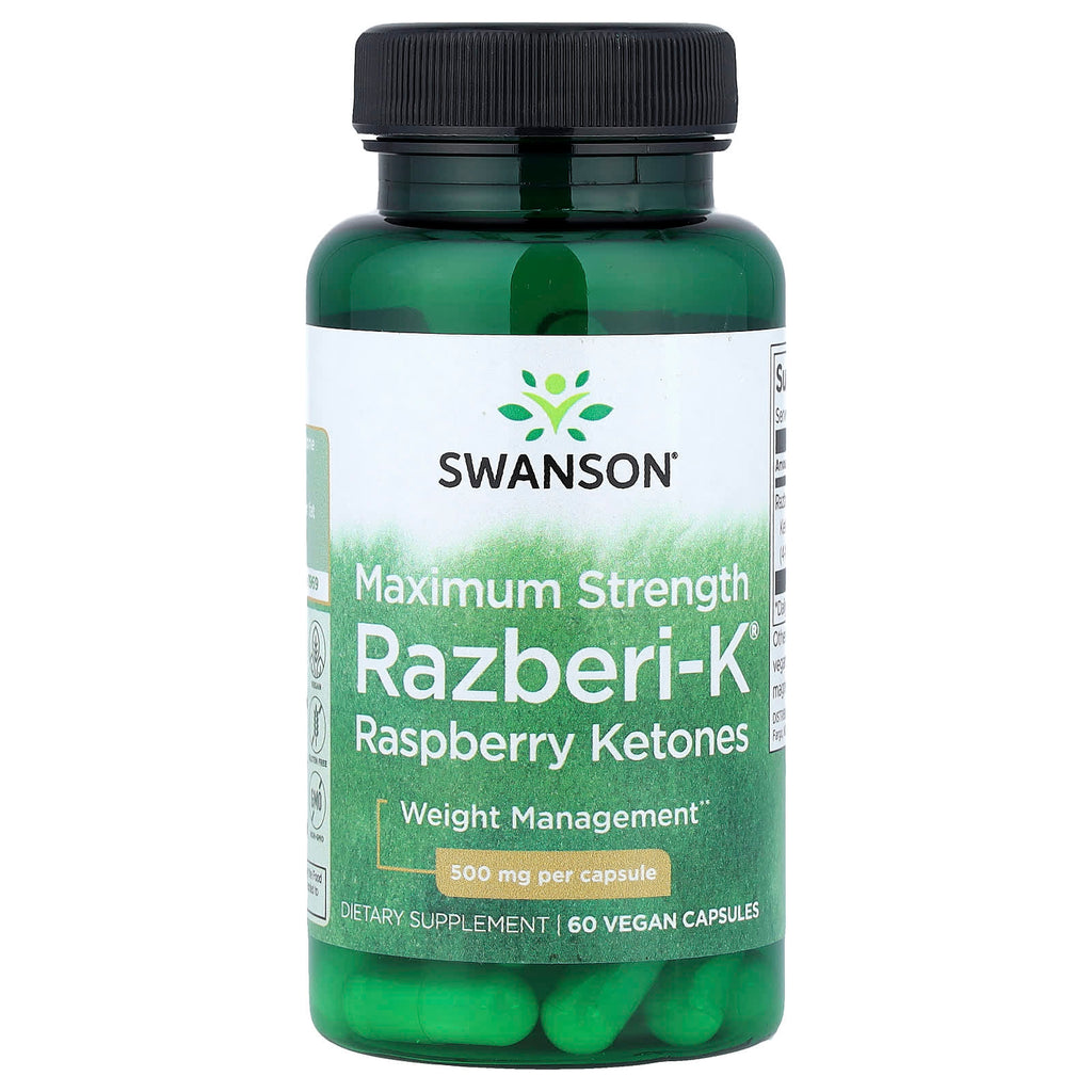 Swanson, Razberi-K®, Raspberry Ketones, Maximum Strength, 500 mg, 60 Vegan Capsules