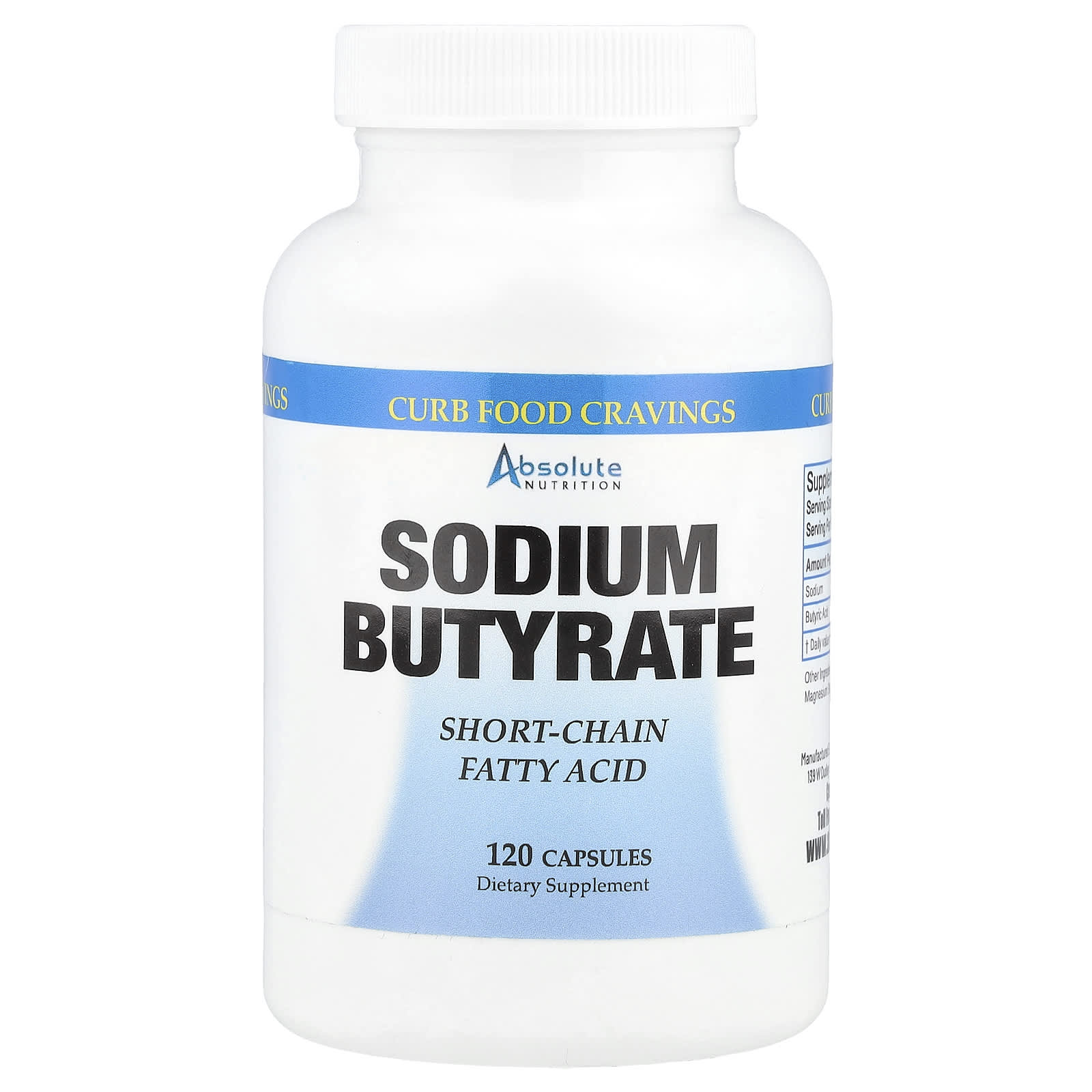 Absolute Nutrition, Sodium Butyrate, 120 Capsules