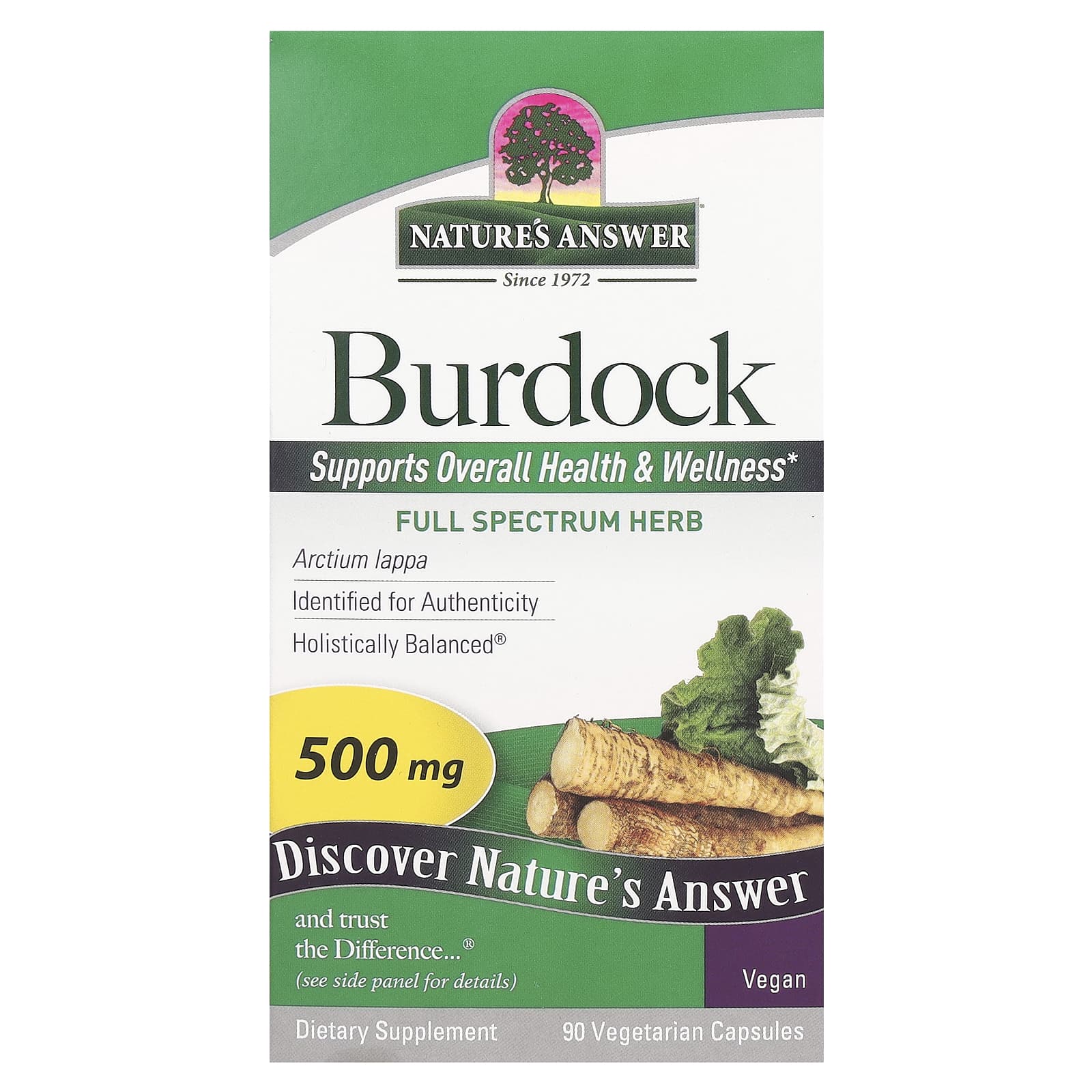 Nature's Answer, Burdock, 500 mg, 90 Vegetarian Capsules