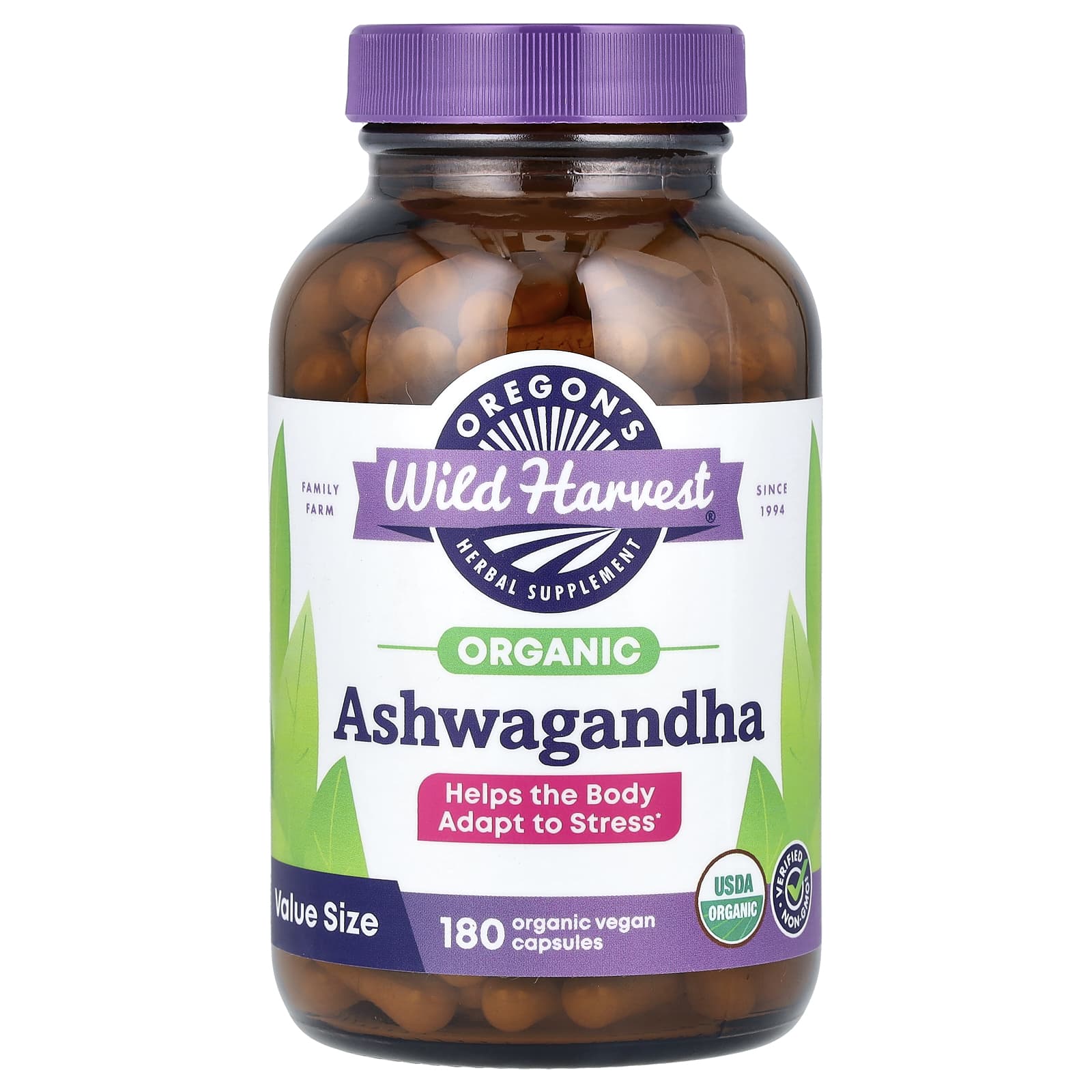 Oregon's Wild Harvest, Organic Ashwagandha, 180 Organic Vegan Capsules (400 mg per Capsule)