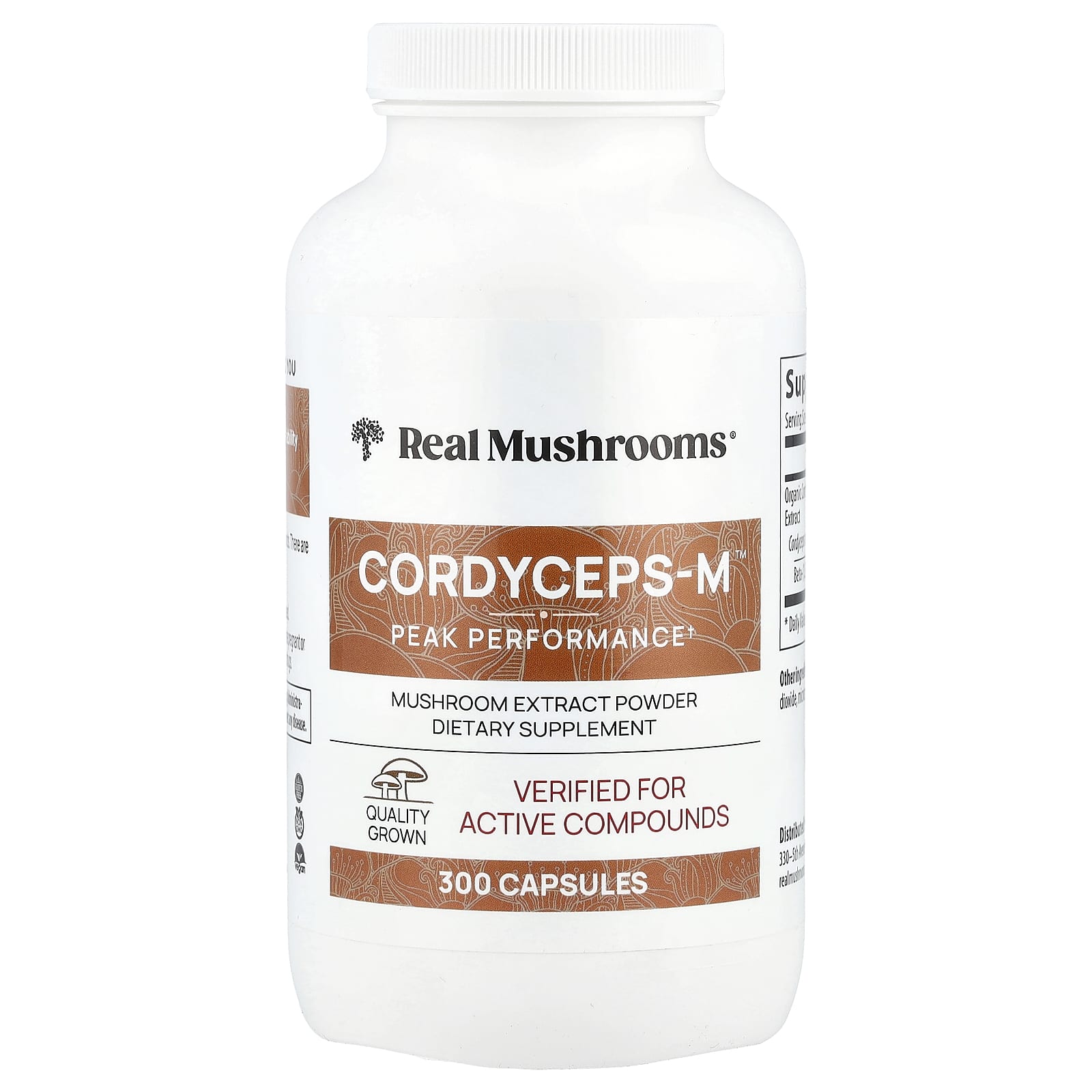 Real Mushrooms, Cordyceps-M™, Mushroom Extract Powder, 300 Capsules