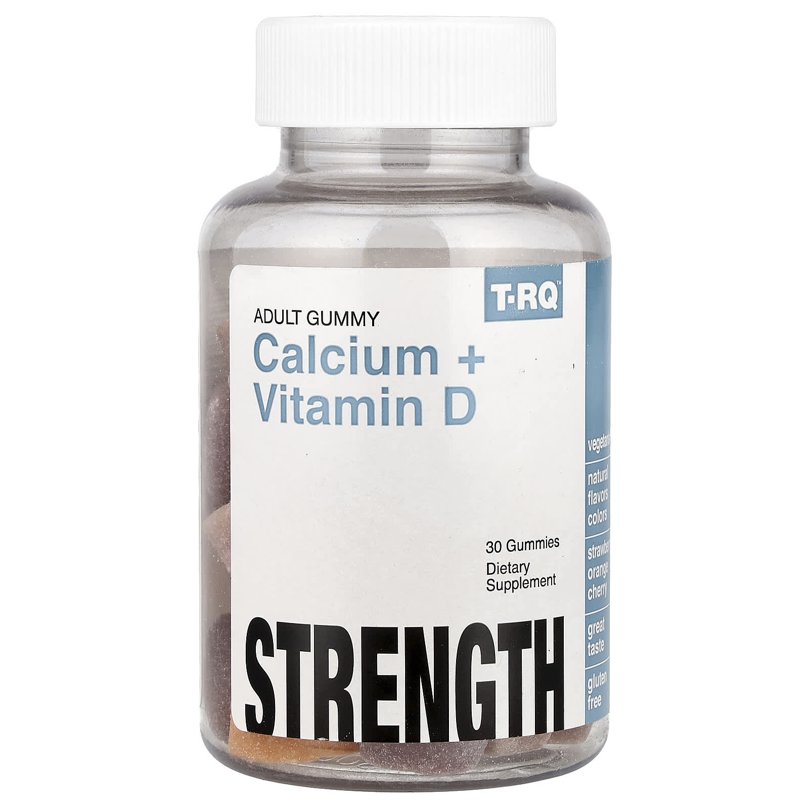 T-RQ, Adult Gummy, Calcium + Vitamin D, Strawberry, Orange, Cherry, 30 Gummies