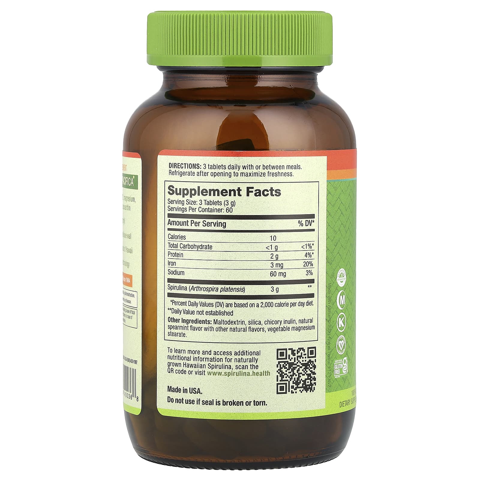 Nutrex Hawaii, Pure Hawaiian Spirulina®, Spearmint, 1,000 mg, 180 Tablets