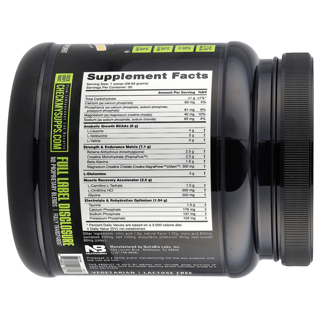 NutraBio, Reload Recovery Matrix, Strawberry Lemon Bomb, 1.89 lb (858 g) 