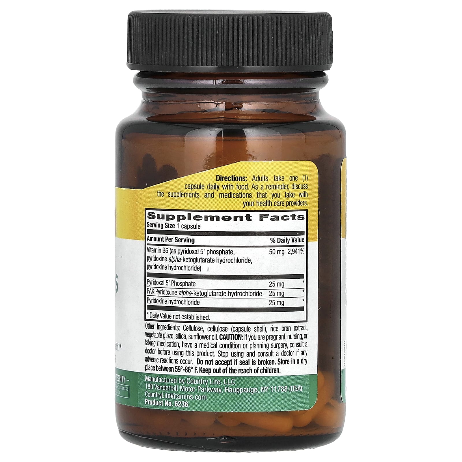 Country Life, Coenzyme Active B6 Caps, P-5-P/PAK, 30 Vegan Capsules