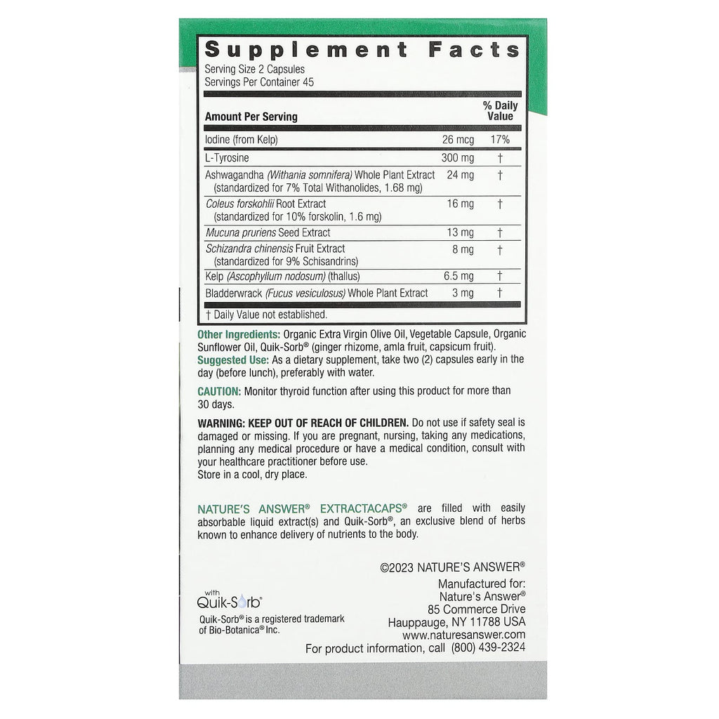 Nature's Answer, Thyroid Blend, 90 Vegetarian Capsules