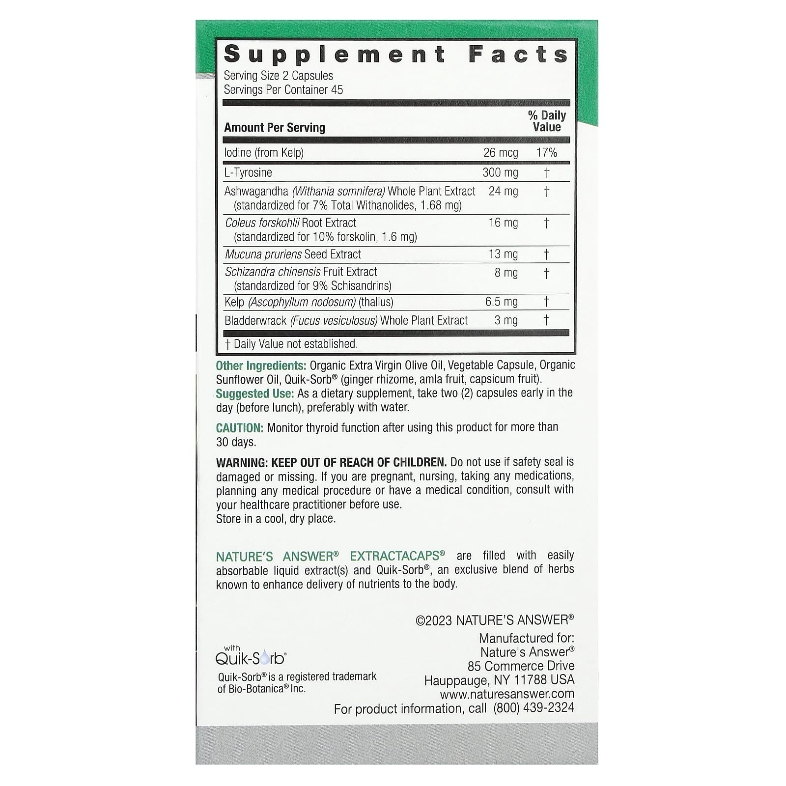 Nature's Answer, Thyroid Blend, 90 Vegetarian Capsules