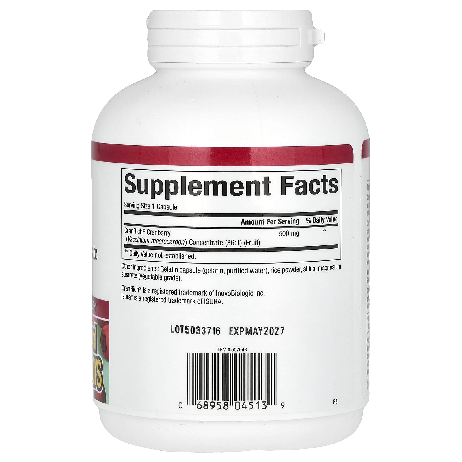 Natural Factors, CranRich, Cranberry Concentrate, Super Strength, 500 mg, 180 Capsules