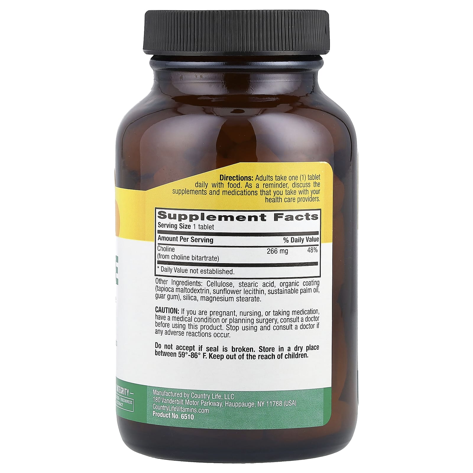 Country Life, Choline, 266 mg, 100 Tablets