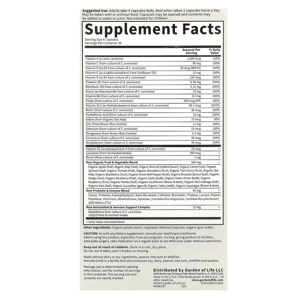 Garden of Life, Vitamin Code®, Whole Food Multivitamin for Men, 120 Vegetarian Capsules