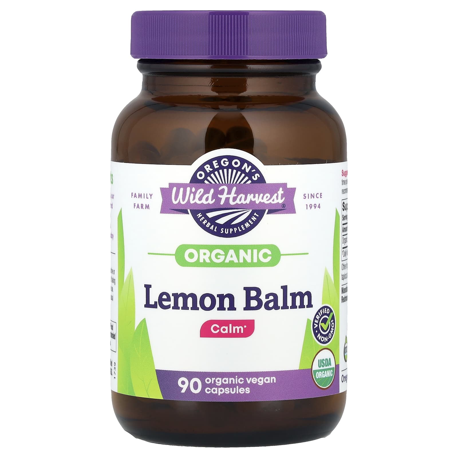 Oregon's Wild Harvest, Organic Lemon Balm, 90 Vegan Capsules (375 mg per Capsule)