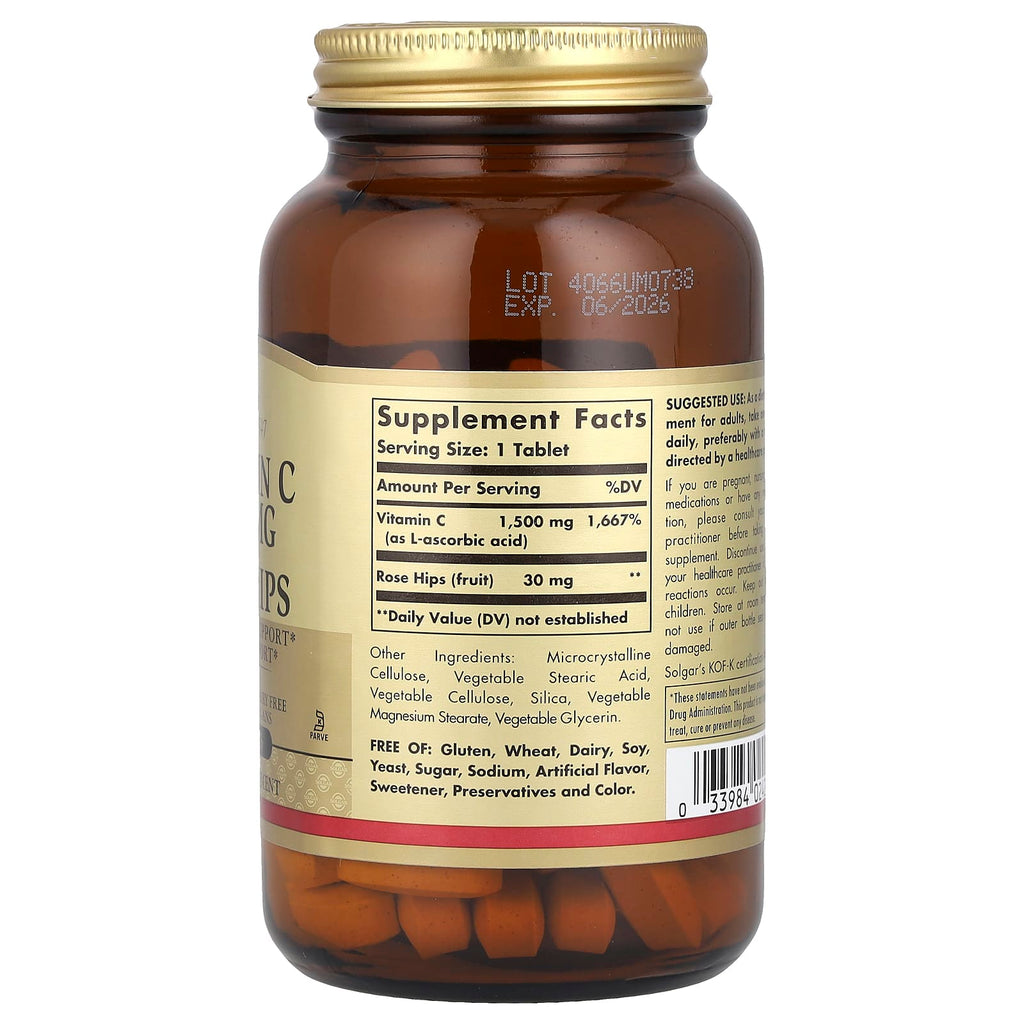 Solgar, Vitamin C with Rose Hips, 1,500 mg, 90 Tablets