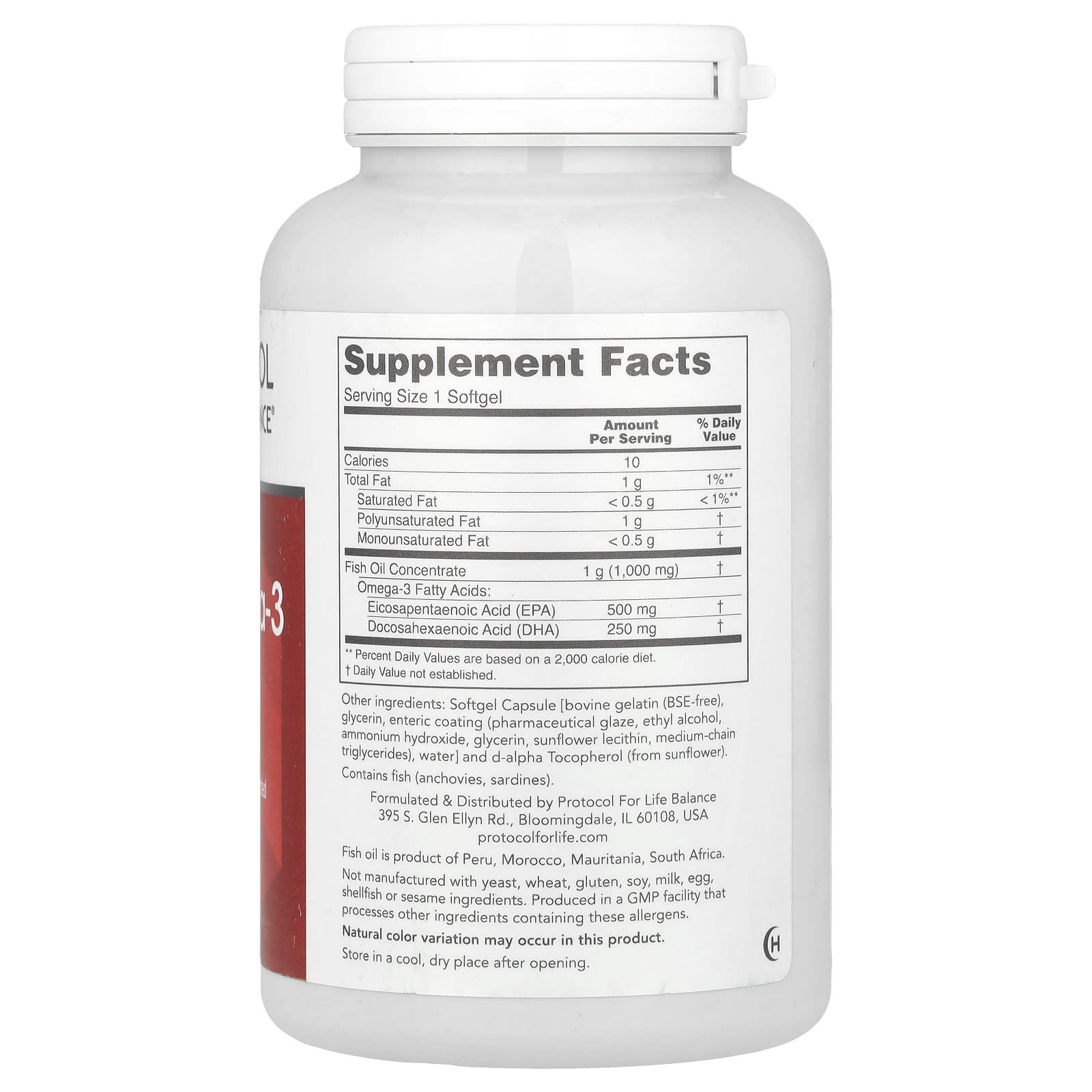Protocol for Life Balance, Molecularly Distilled Ultra Omega-3 Fish Oil, 180 Softgels