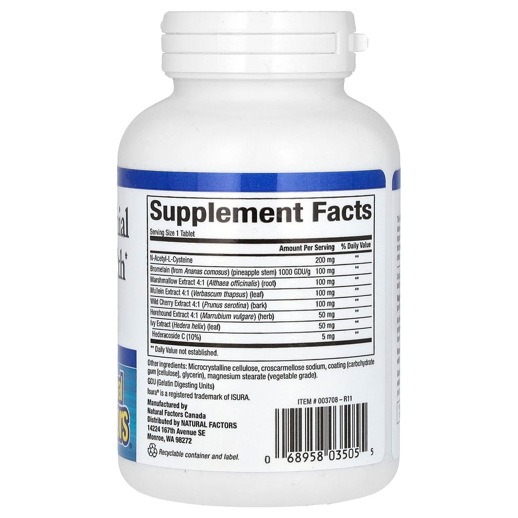 Natural Factors, Lung, Bronchial & Sinus Health, 90 Tablets
