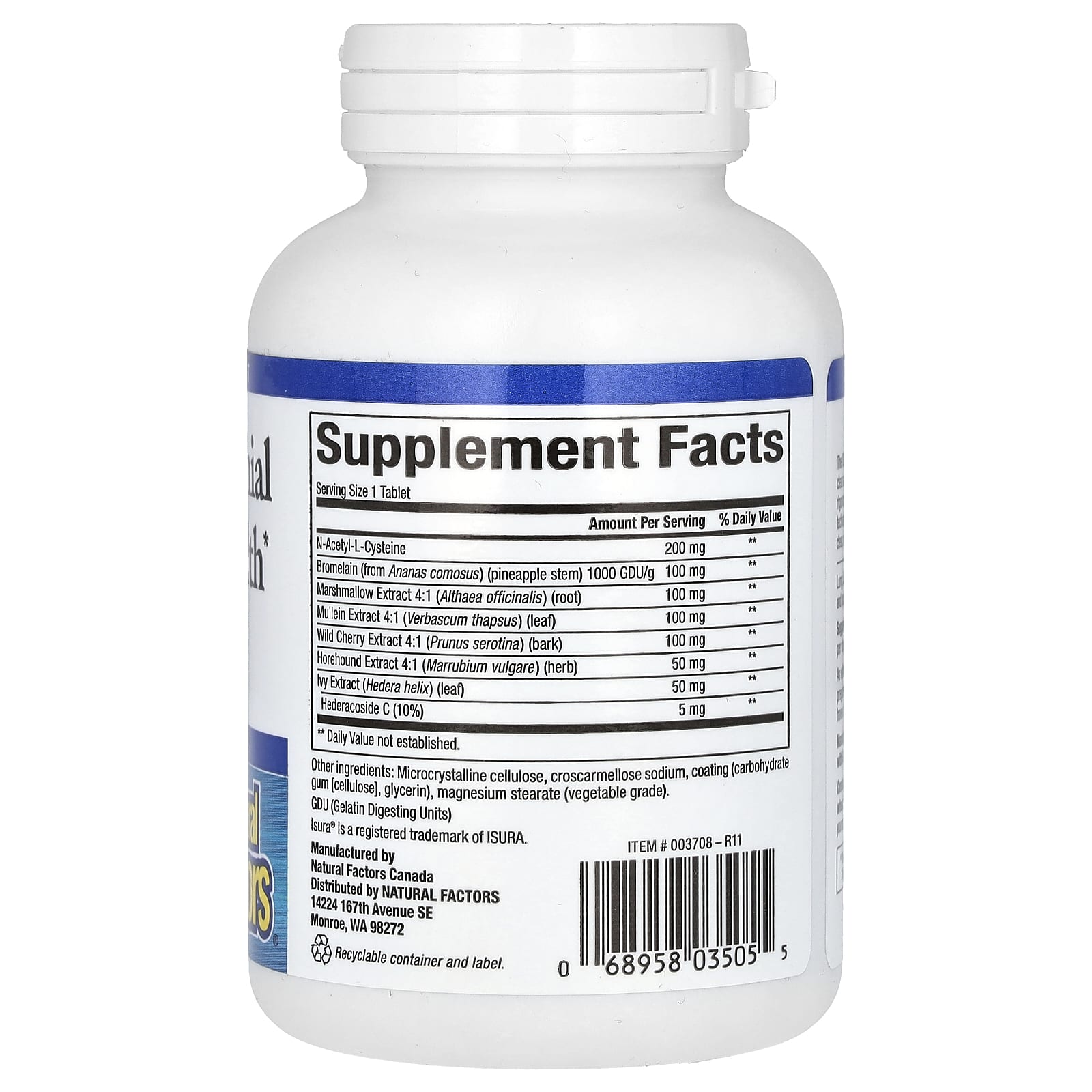 Natural Factors, Lung, Bronchial & Sinus Health, 90 Tablets
