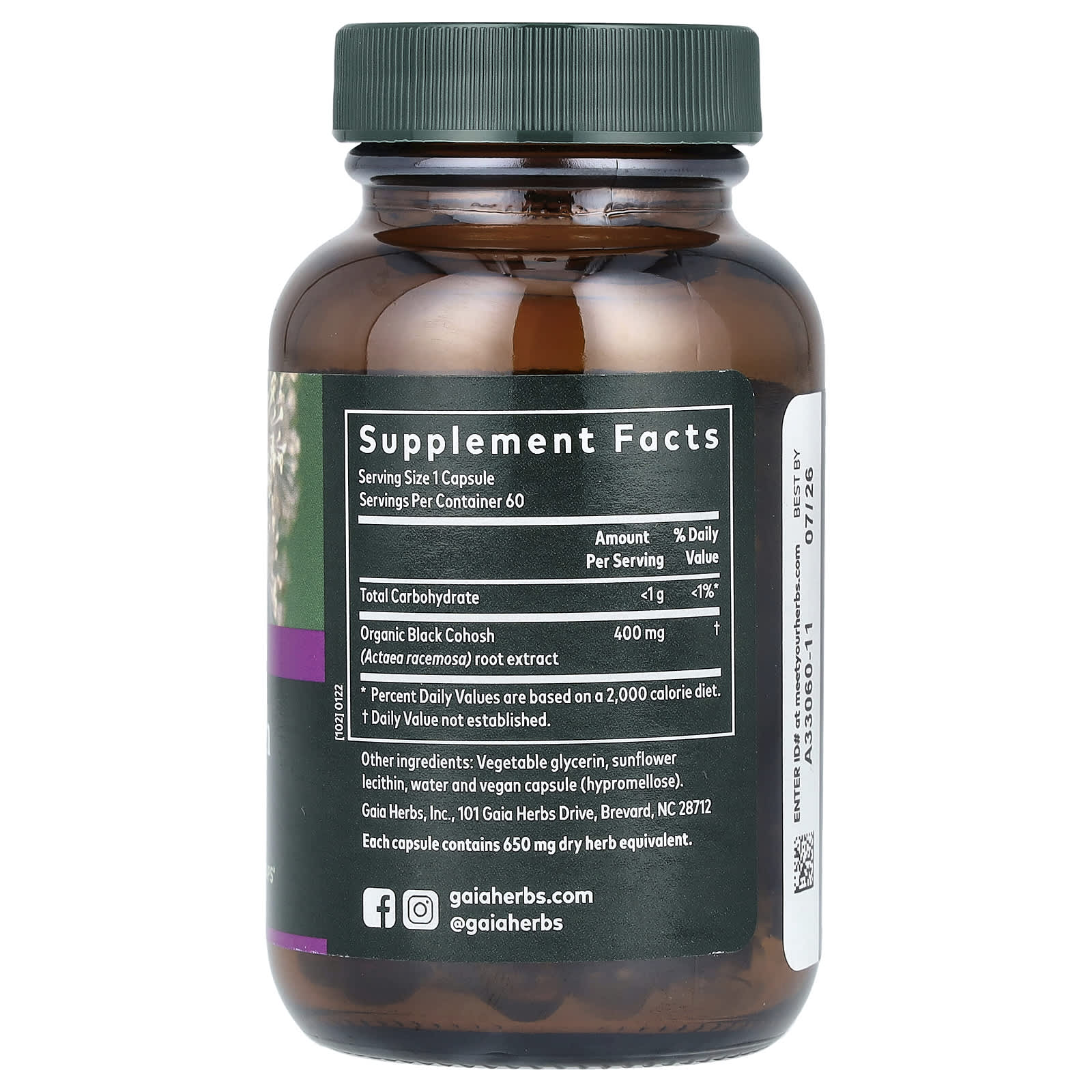 Gaia Herbs, Women, Black Cohosh, 60 Vegan Liquid Phyto-Caps (400 mg per Capsule)