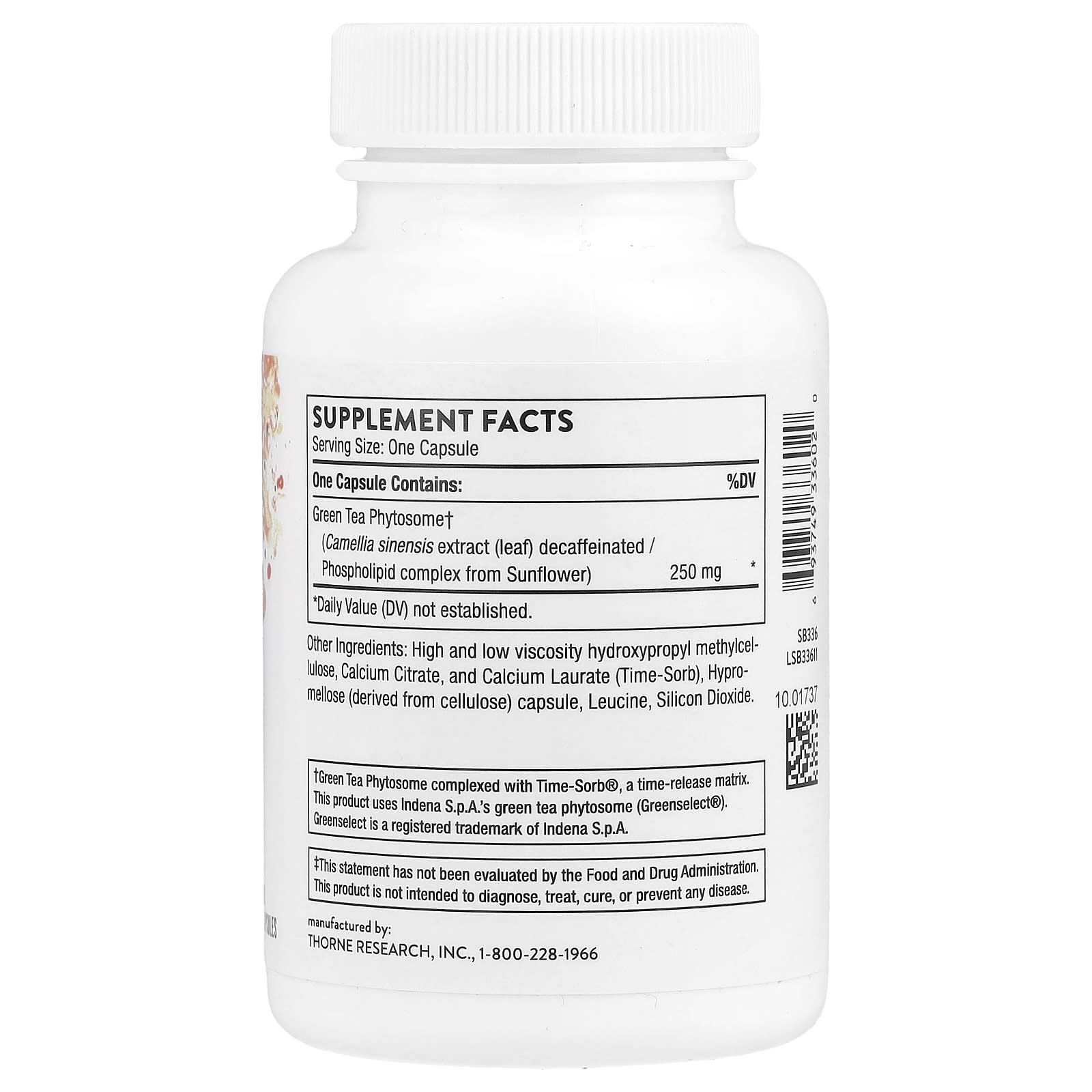 Thorne, Green Tea Phytosome, 60 Capsules (250 mg per Capsule)