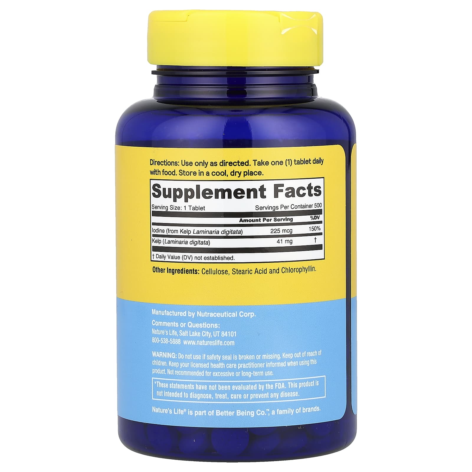 Nature's Life, Icelandic Kelp, 41 mg, 500 Tablets