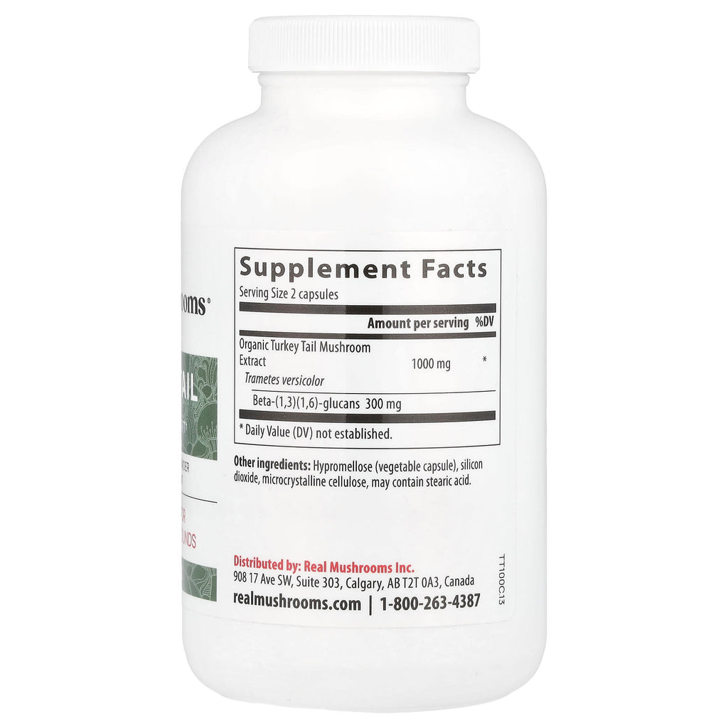 Real Mushrooms, Turkey Tail, Mushroom Extract Powder, 200 Capsules