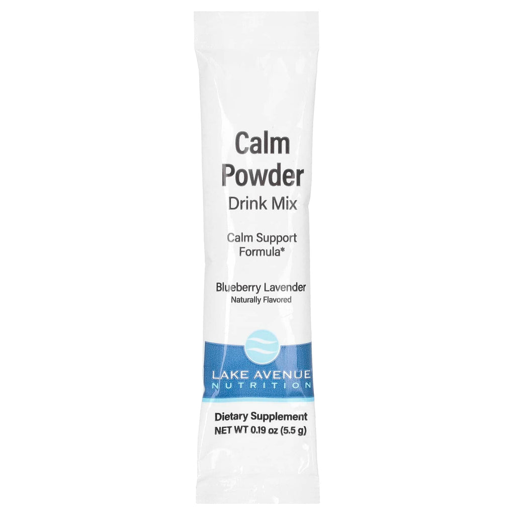 Lake Avenue Nutrition, Calm Powder Drink Mix with Potassium and AminoCalm Blend, L-Tryptophan and L-Theanine, Blueberry Lavender, 20 Packets, 0.19 oz (5.5 g) Each