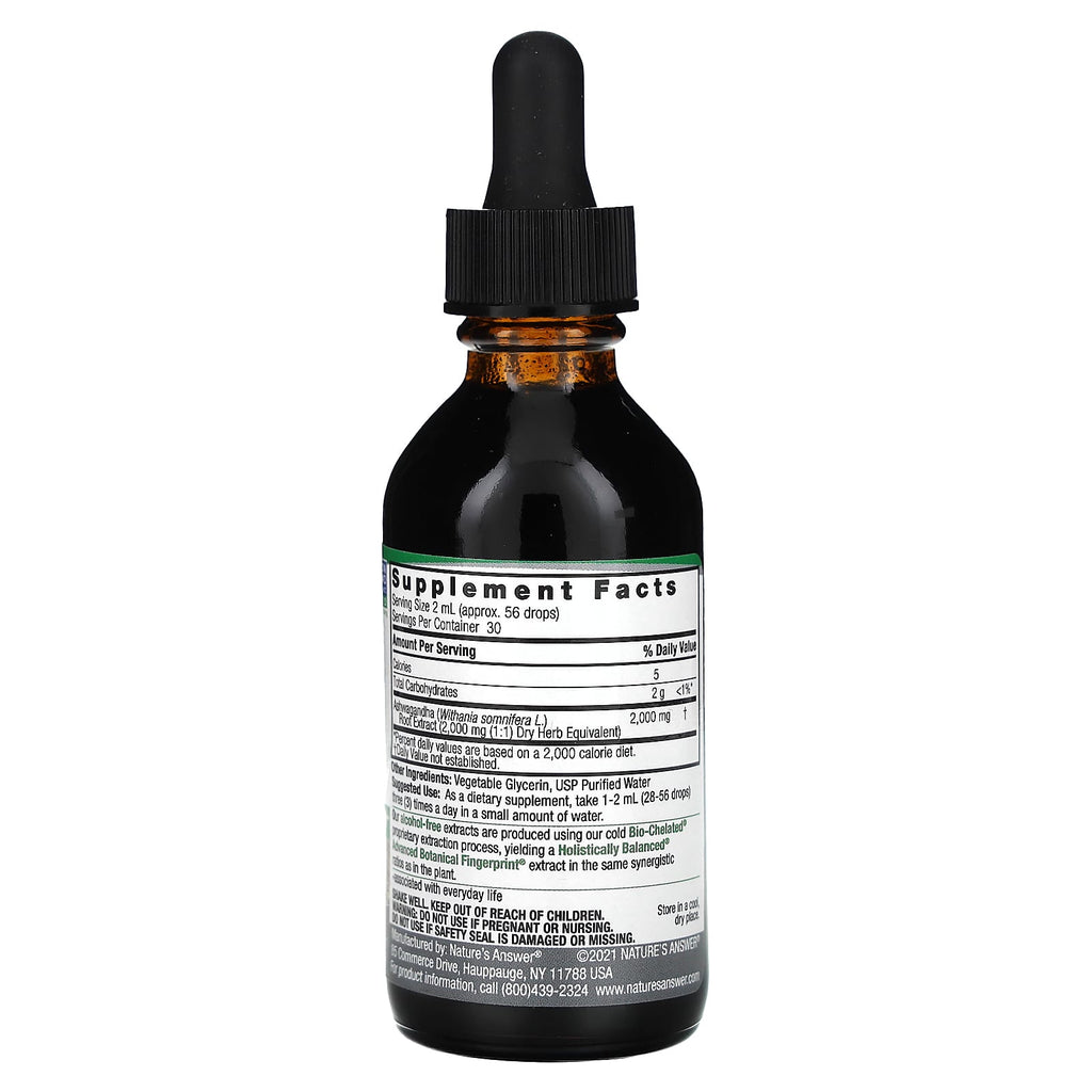 Nature's Answer, Ashwagandha Root, Fluid Extract, Alcohol-Free, 2,000 mg, 2 fl oz (60 ml)