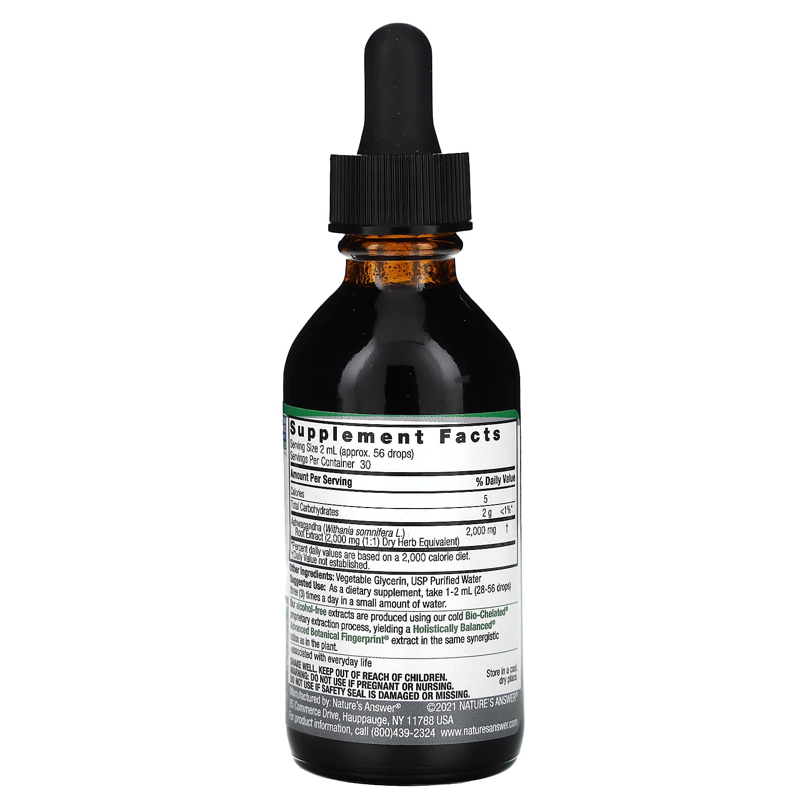 Nature's Answer, Ashwagandha Root, Fluid Extract, Alcohol-Free, 2,000 mg, 2 fl oz (60 ml)