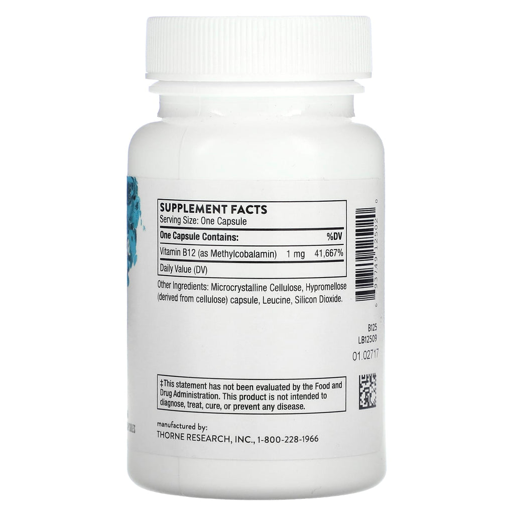 Thorne, Vitamin B12 as Methylcobalamin, 60 Capsules (1 mg per Capsule)