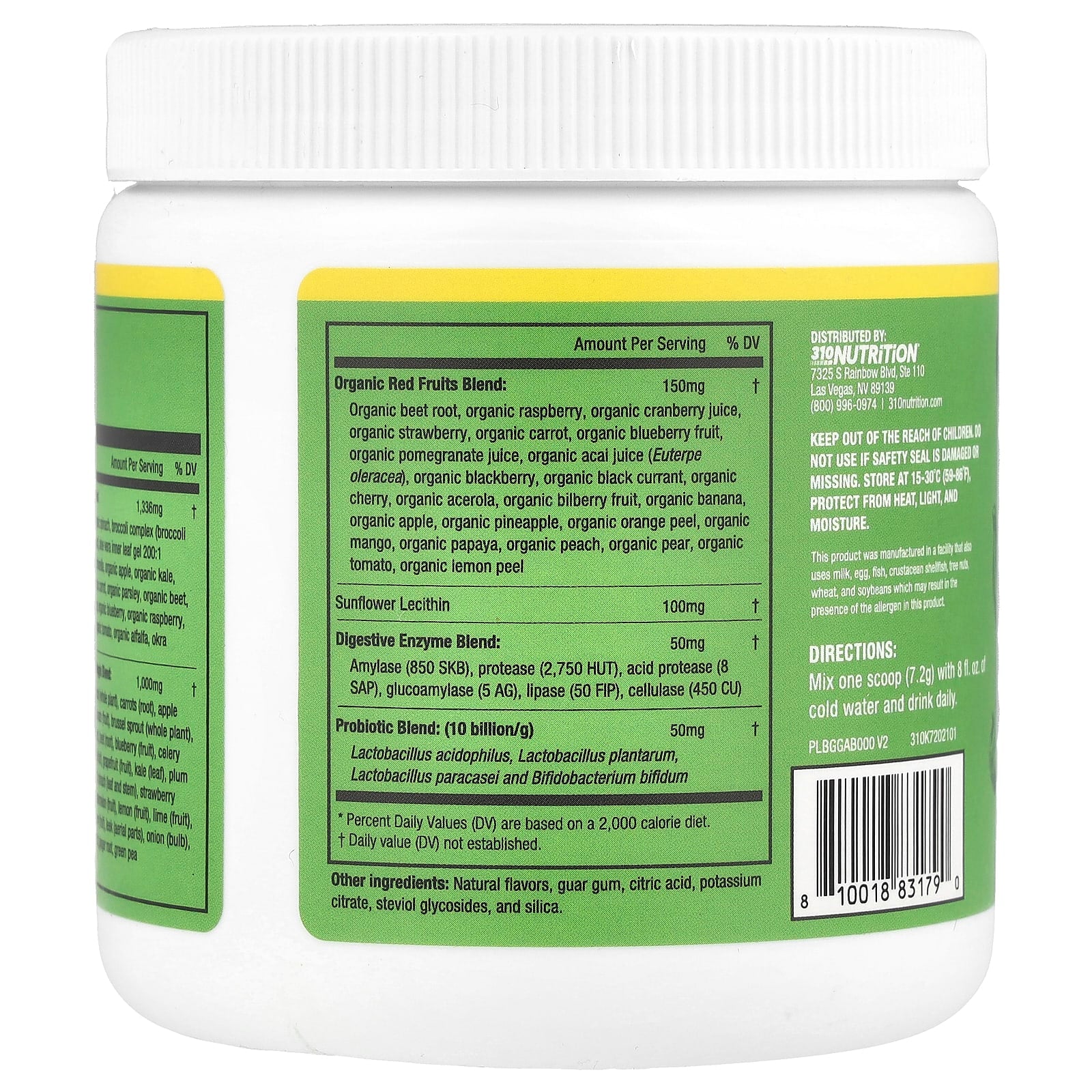 310 Nutrition, Greens, Superfood Mix, Apple Banana, 7.62 oz (216 g)