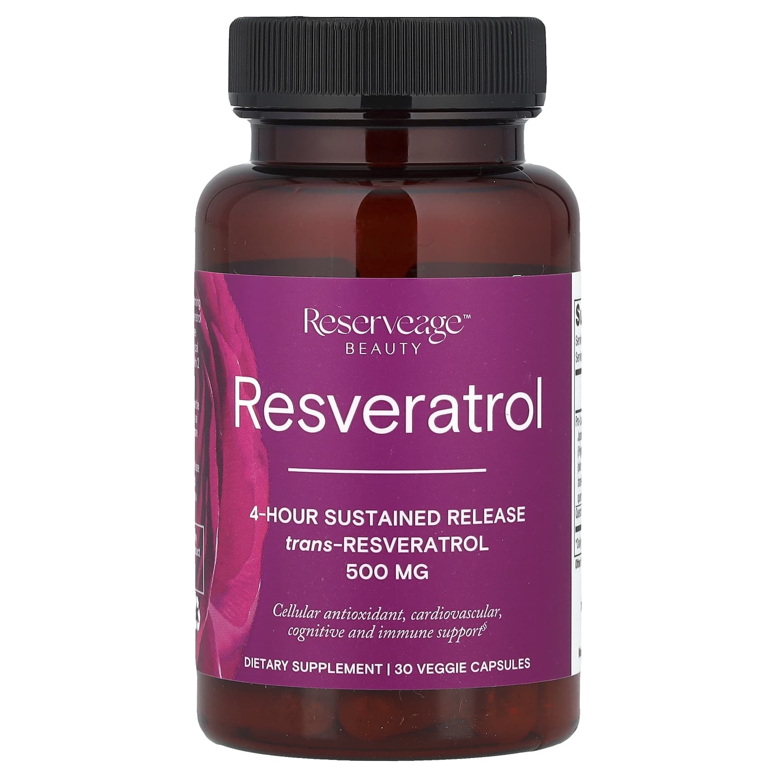 Reserveage Beauty, Resveratrol, Trans-Resveratrol, 500 mg, 30 Veggie Capsules