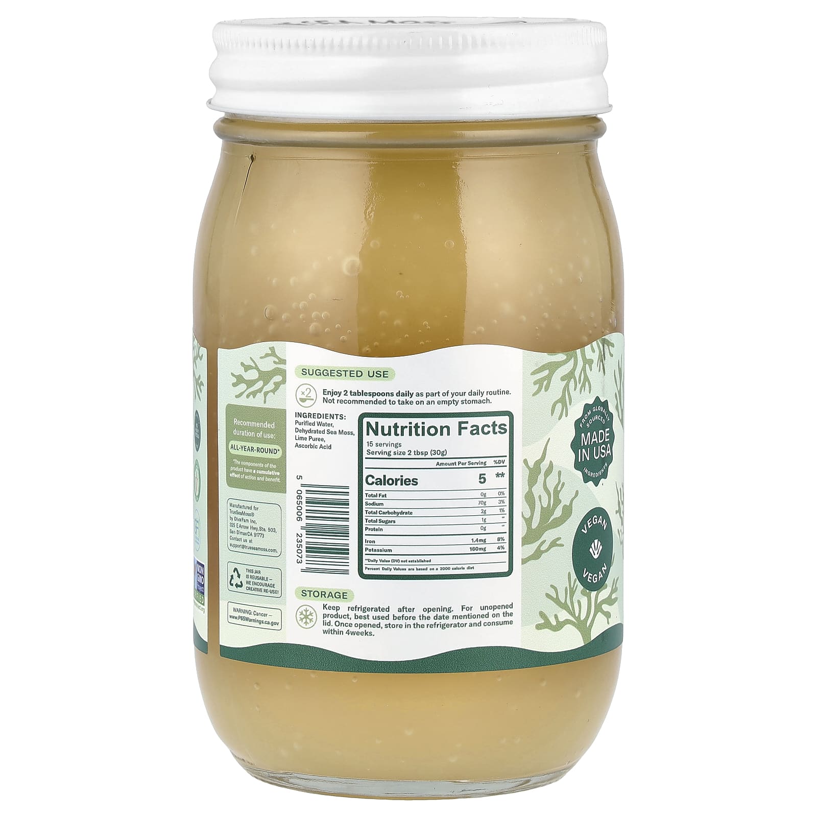 True Sea Moss, Sea Moss Gel, Wildcrafted, 16 fl oz (473 ml)