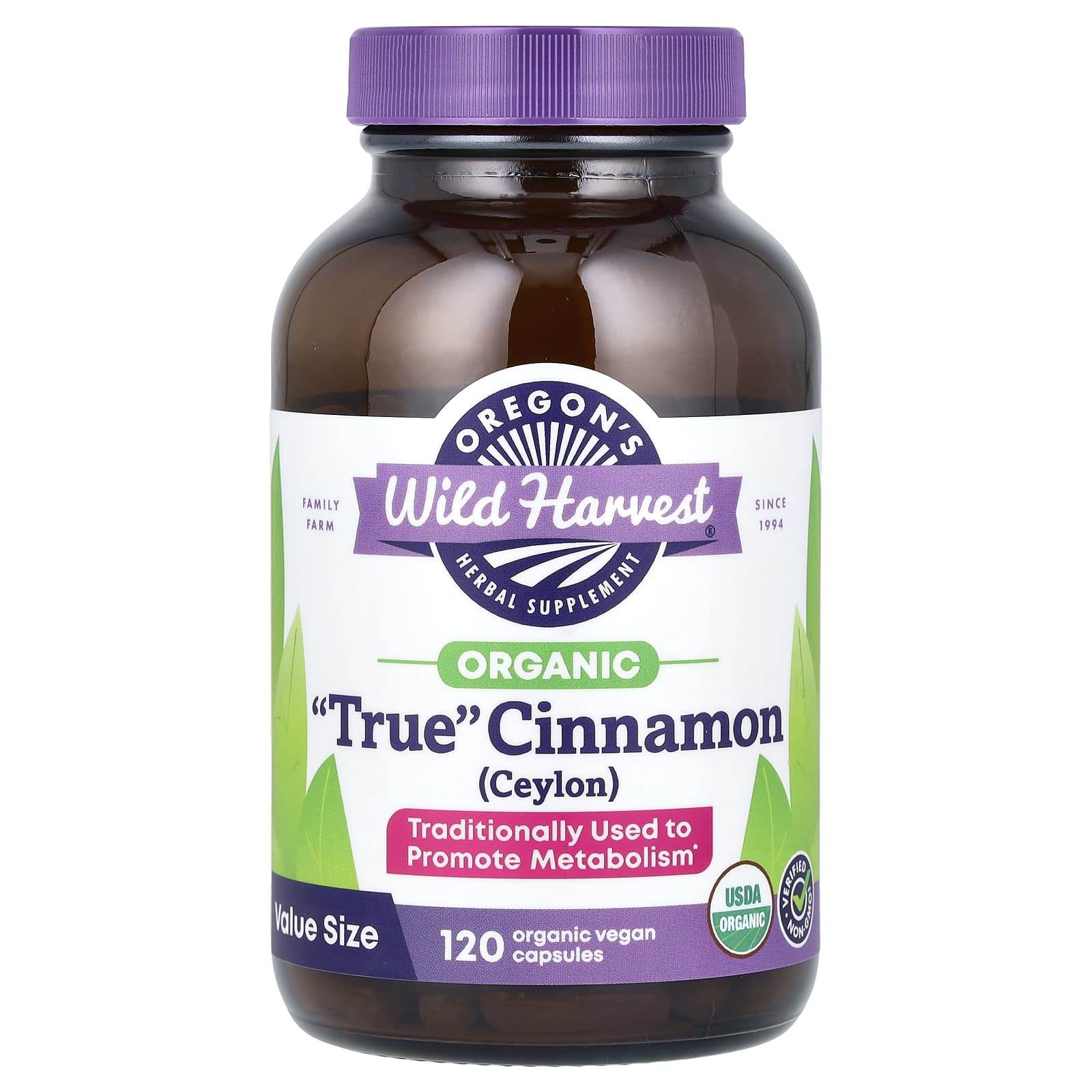 Oregon's Wild Harvest, Organic True Cinnamon, 120 Organic Vegan Capsules (450 mg per Capsule)